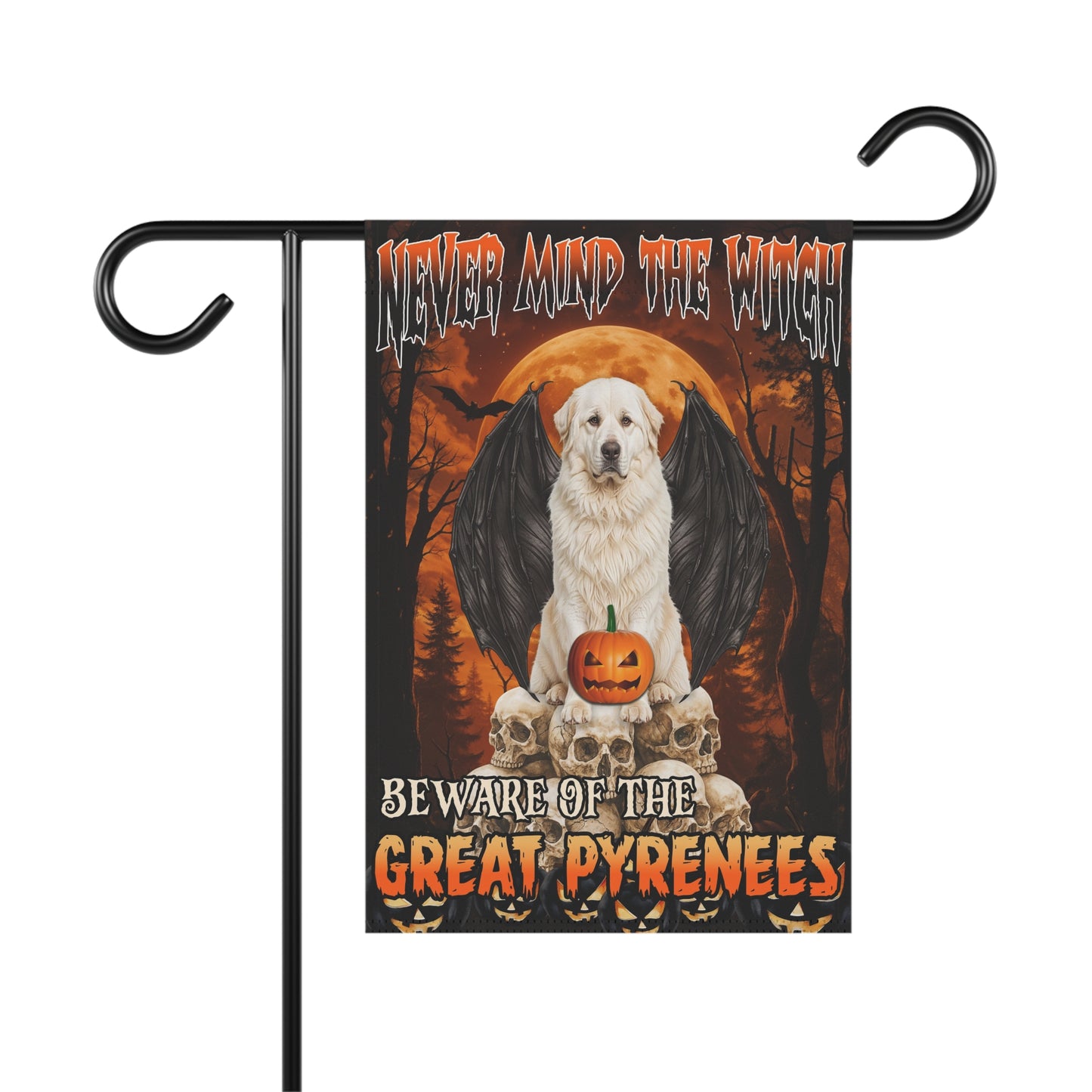 Halloween Garden Banner, Spooky Home Decor, Great Pyrenees Flag, Fall Outdoor Decoration, Autumn Yard Sign