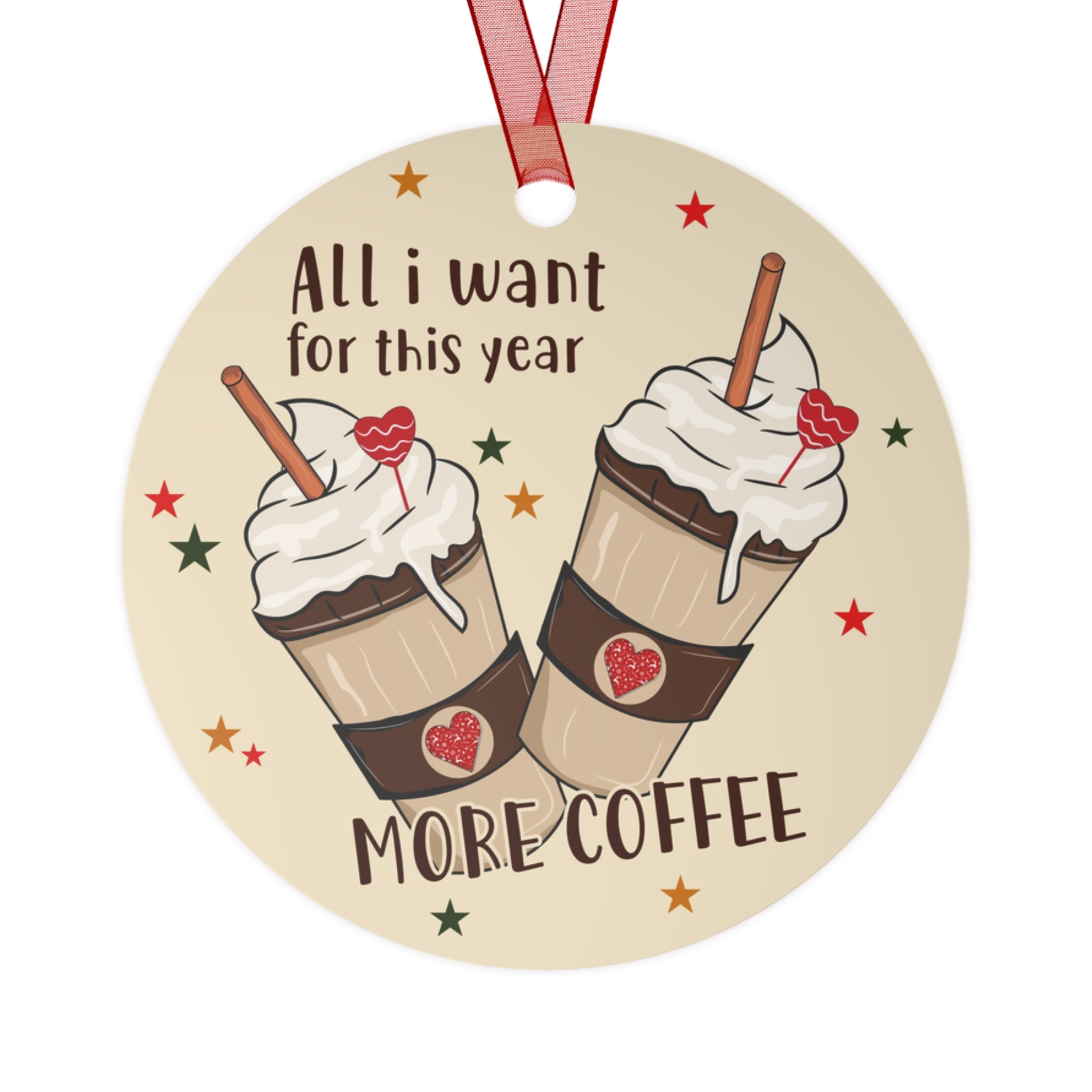 Coffee Lovers Metal Ornaments, Holiday Tree Decorations, Cute Gifts for Coffee Enthusiasts, Home Décor, Festive Keepsakes