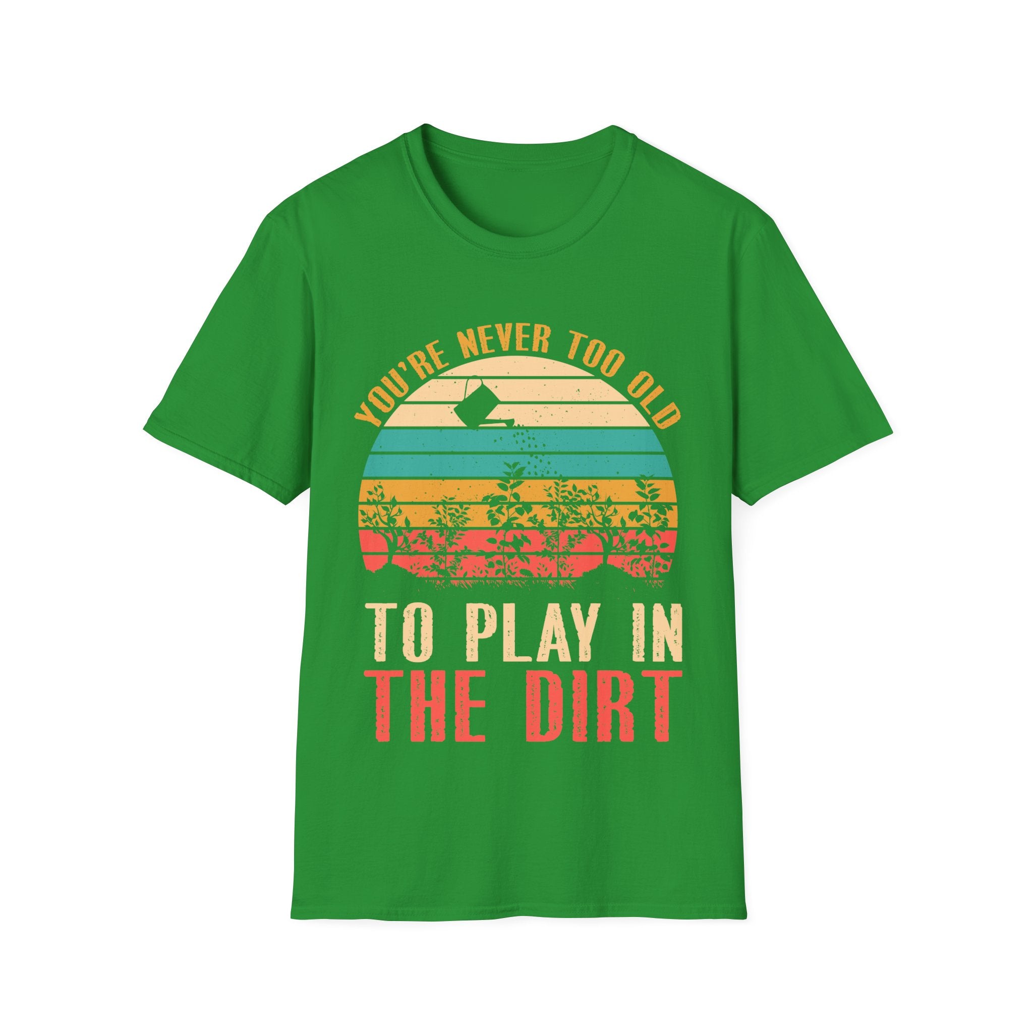 Vintage Play in the Dirt Unisex Softstyle T-Shirt - Fun Outdoor Gardening Tees for All Ages