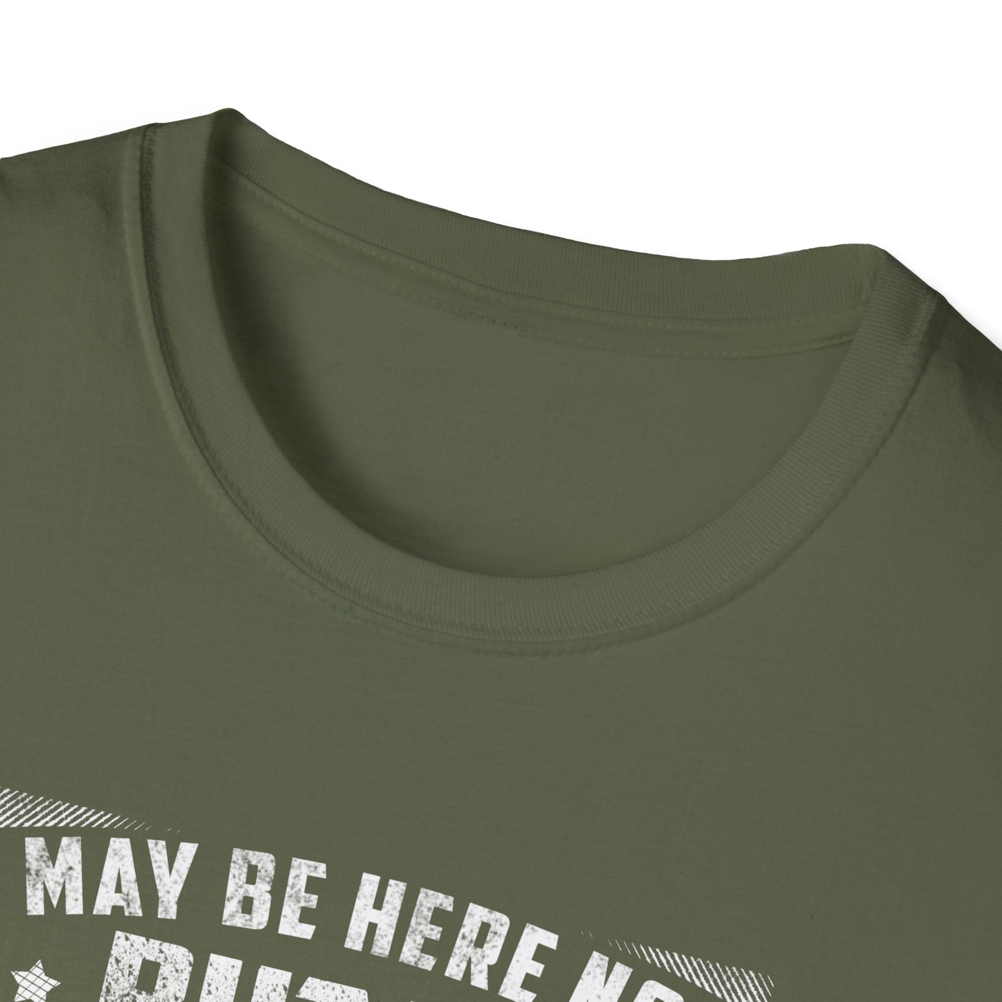 Fishing Enthusiast T-Shirt - "I May Be Here Now But I'd Rather Be Fishing" - Unisex Softstyle Tee