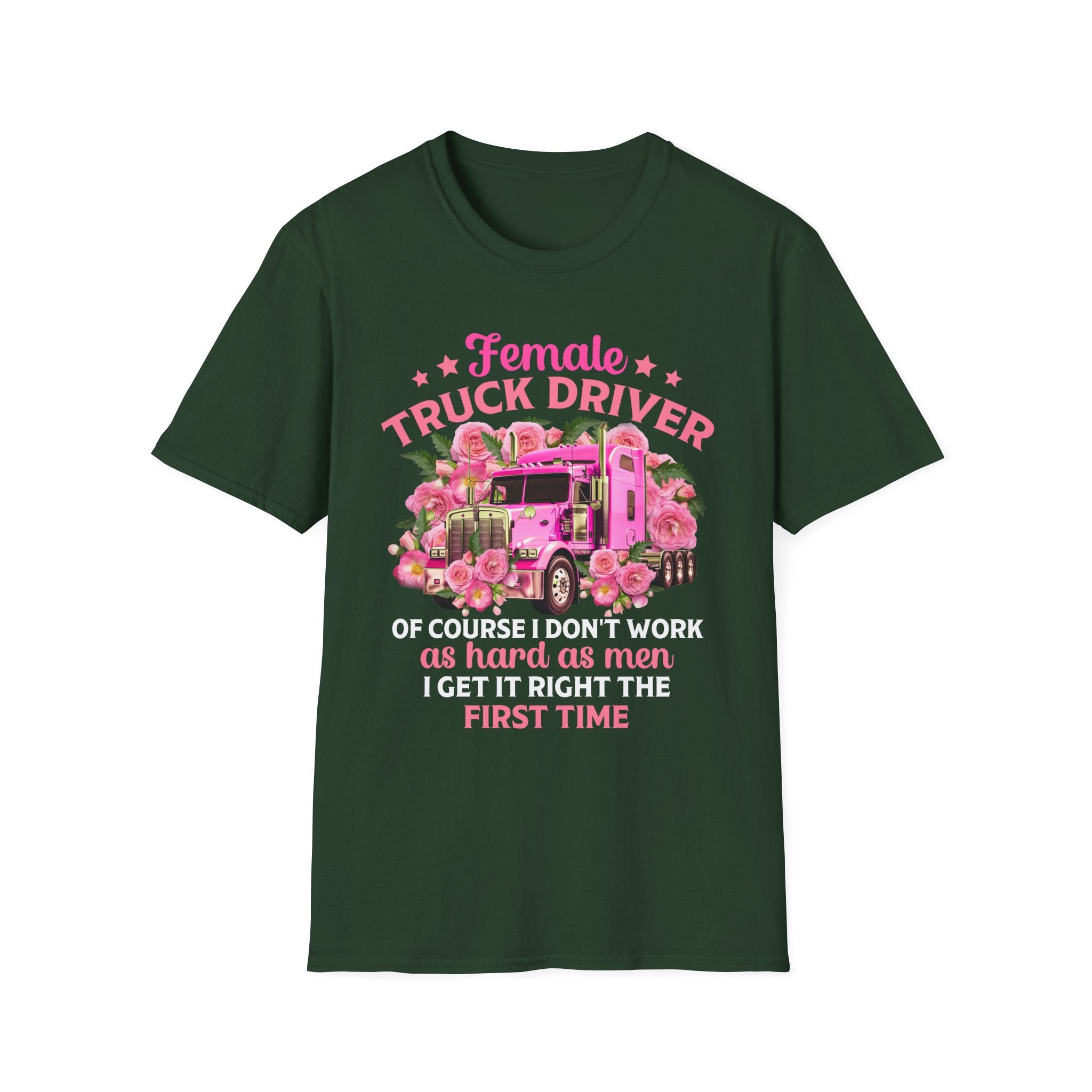 Female Truck Driver Floral T-Shirt | Gift for Women, Trucking Enthusiasts, Birthday Apparel, Inspirational Shirt, Casual Wear