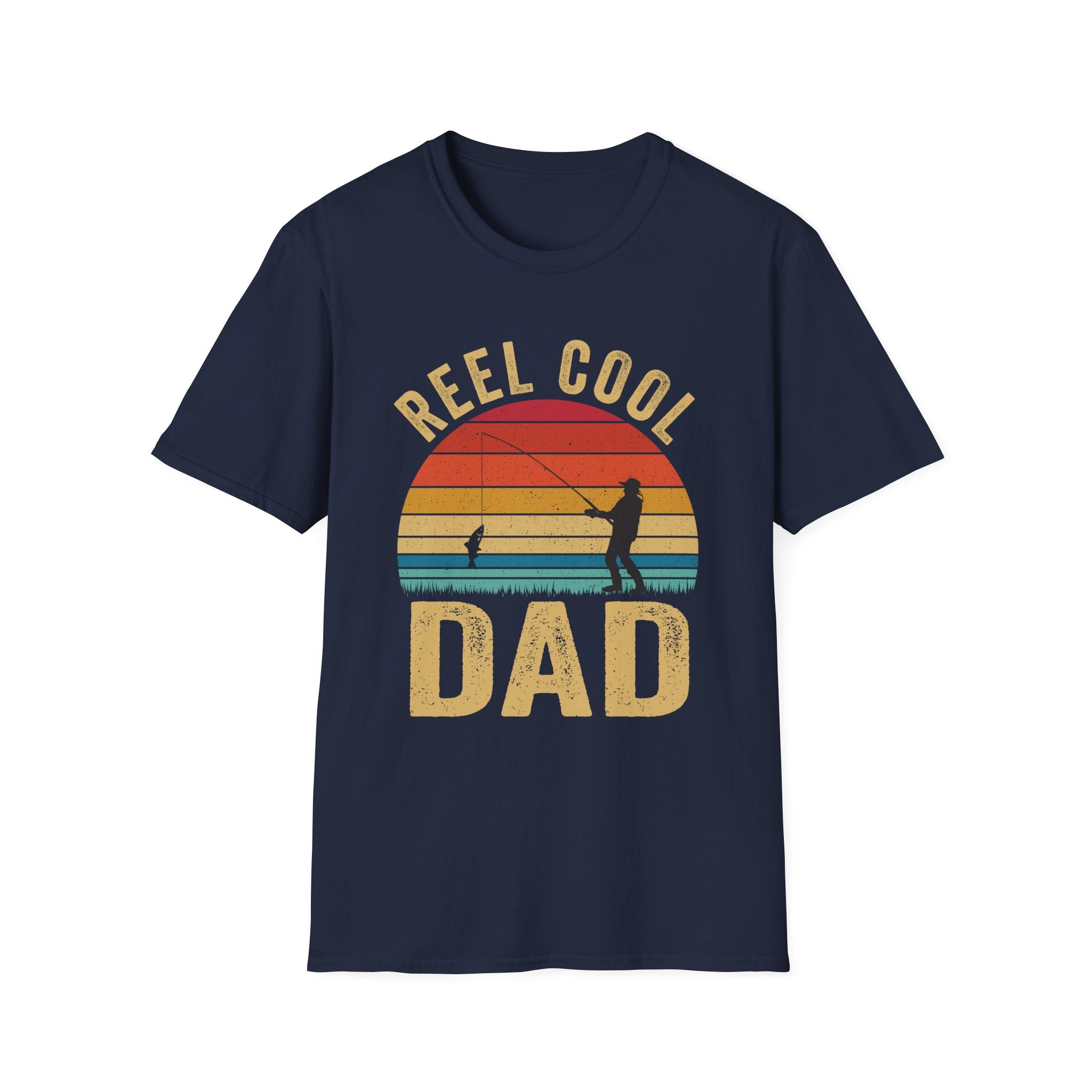 Reel Cool Dad Unisex Softstyle T-Shirt - Perfect Gift for Fishing Enthusiasts