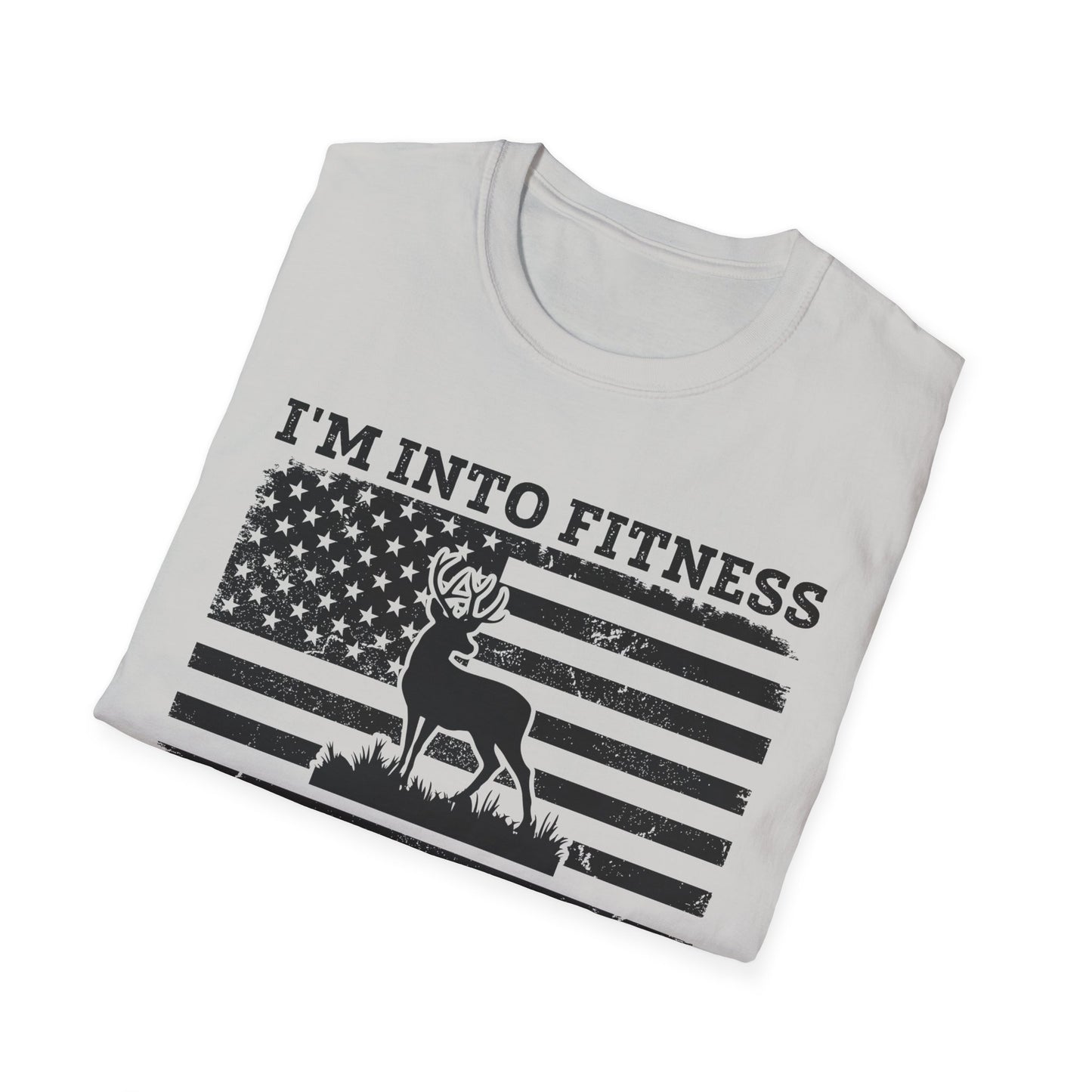 I'm Into Fitness Deer Graphic T-Shirt - Unisex Softstyle Tee for Outdoor Enthusiasts