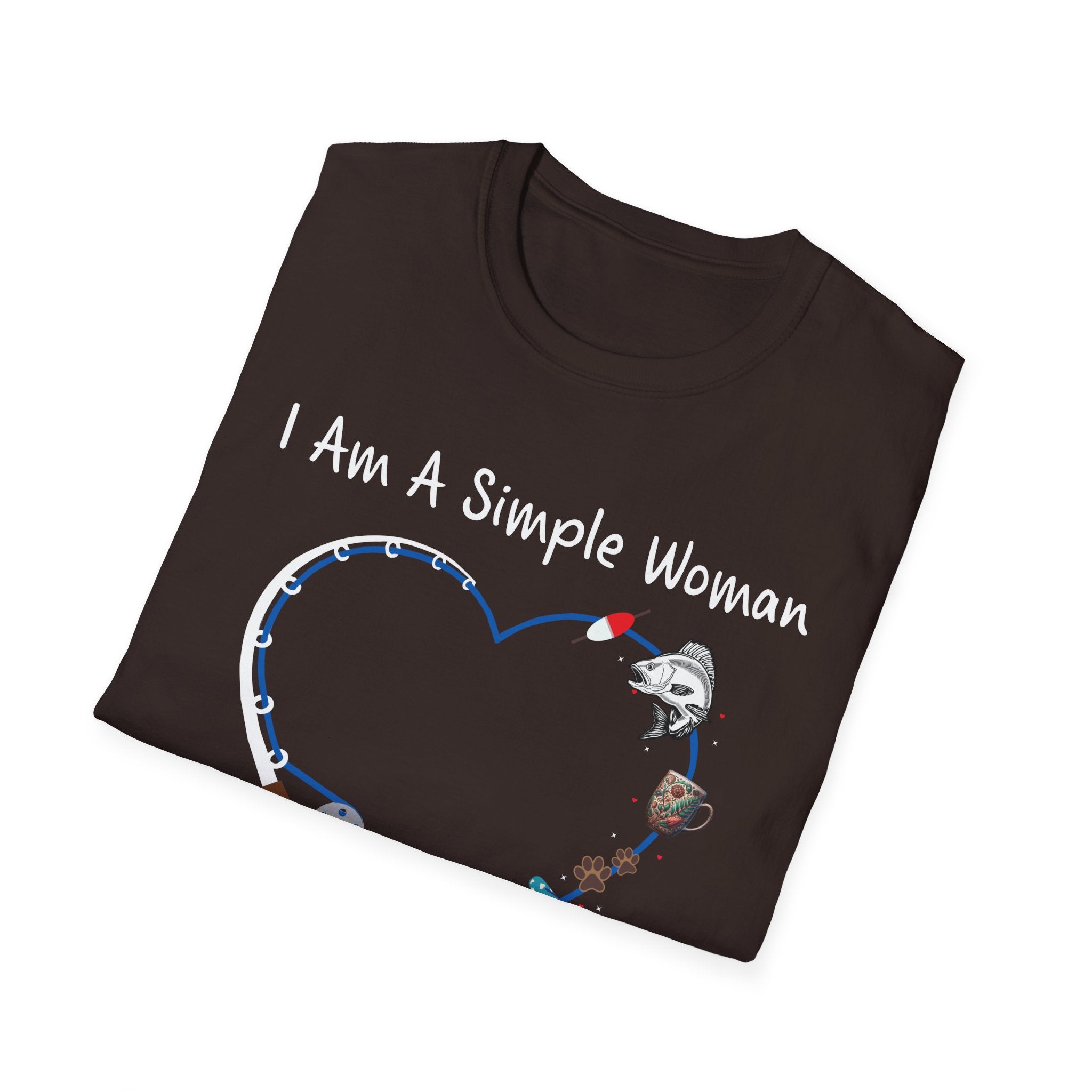 I Am A Simple Woman Fishing T-Shirt - Unisex Softstyle Tee for Casual Wear