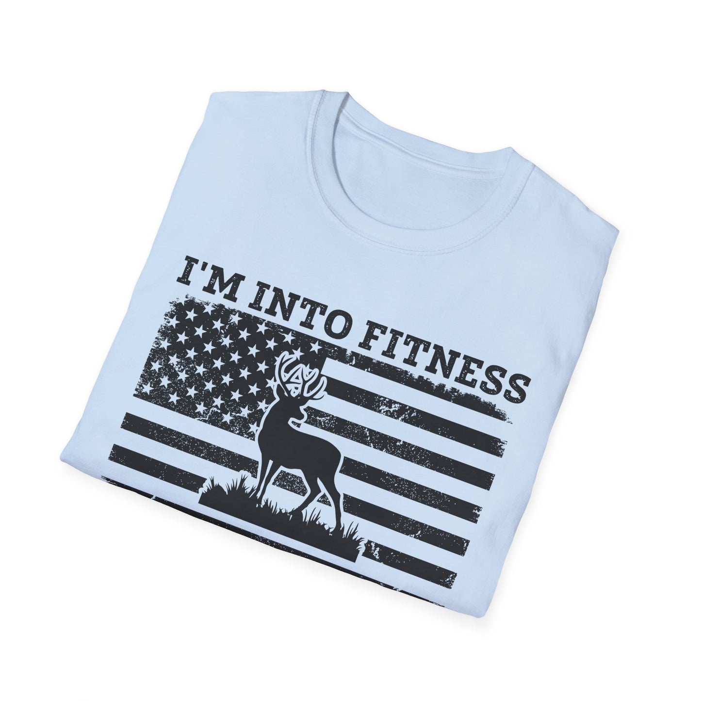 I'm Into Fitness Deer Graphic T-Shirt - Unisex Softstyle Tee for Outdoor Enthusiasts