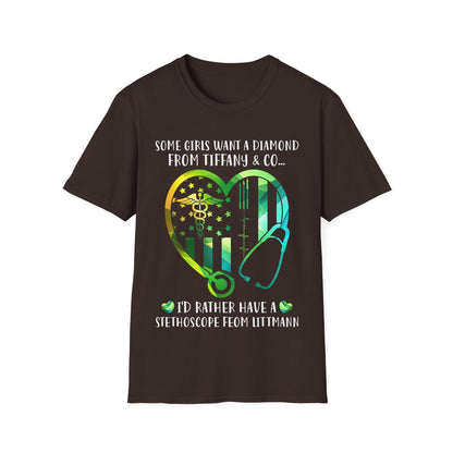 Nursing Heart T-Shirt - "I'd Rather Have a Stethoscope from Littmann" - Perfect Gift for Healthcare Professionals