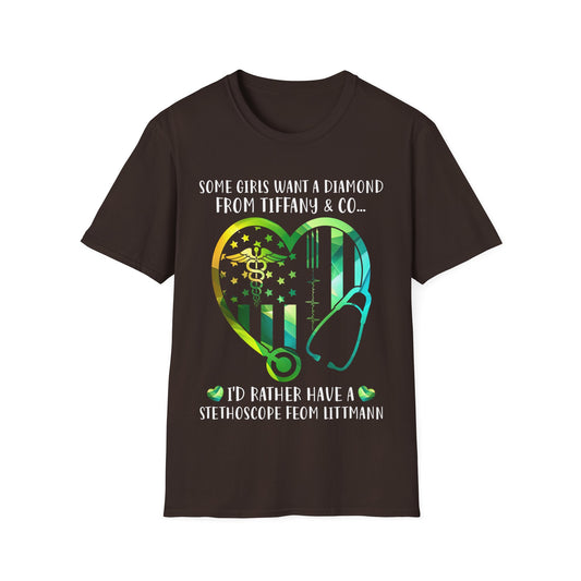 Nursing Heart T-Shirt - "I'd Rather Have a Stethoscope from Littmann" - Perfect Gift for Healthcare Professionals