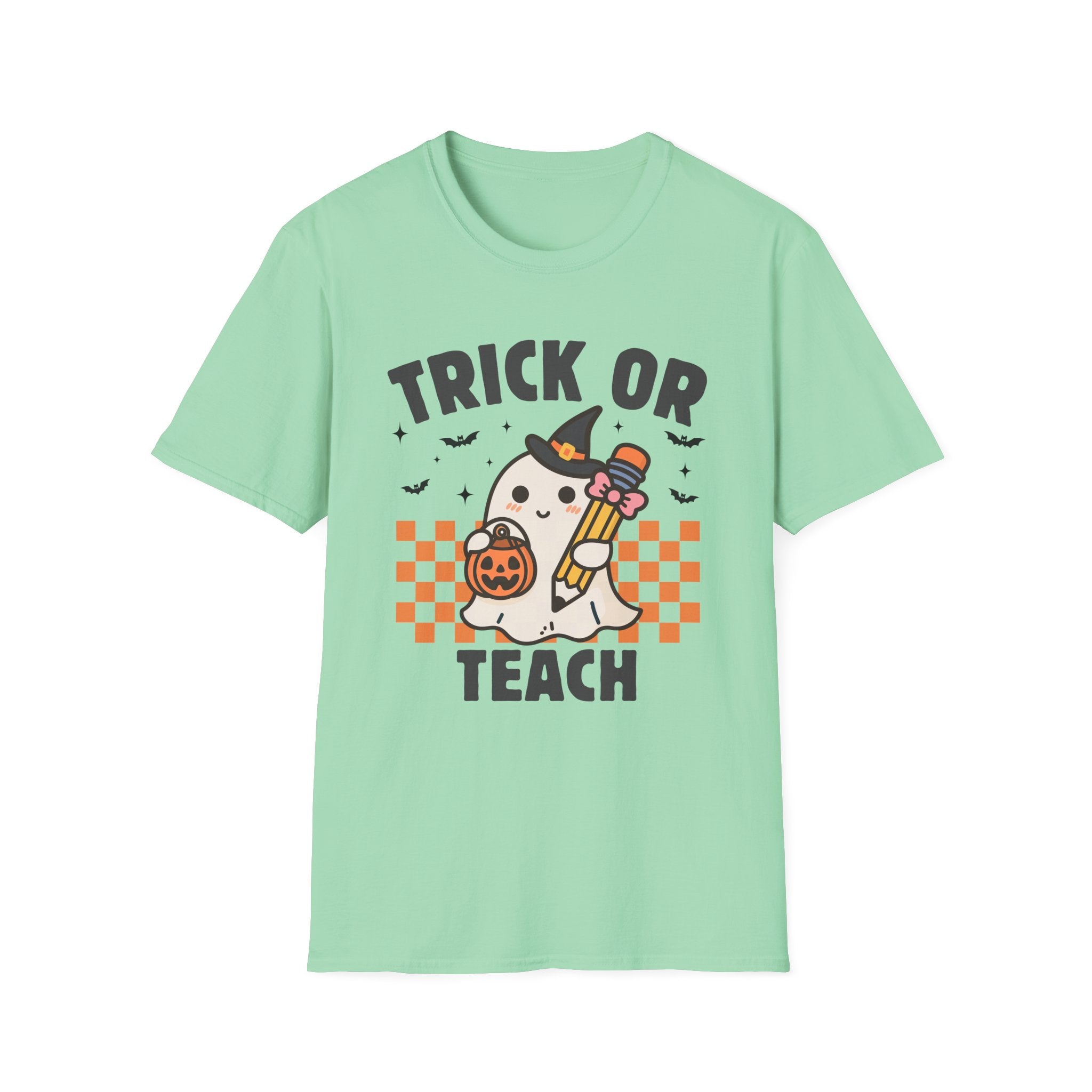 Teacher T-Shirt, Cute Ghost Design, Perfect for Fall, Trick or Teach, Unisex Tee, Gift for Teachers