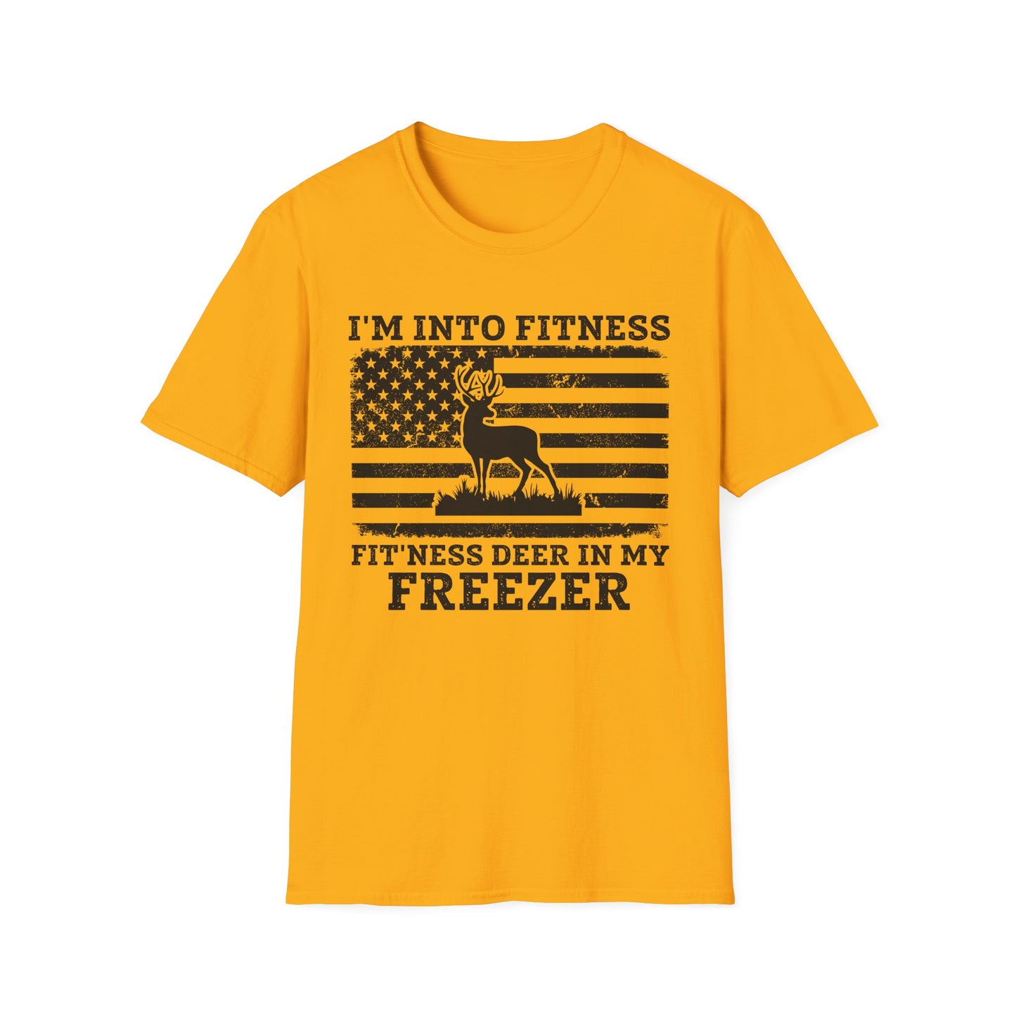 I'm Into Fitness Deer Graphic T-Shirt - Unisex Softstyle Tee for Outdoor Enthusiasts