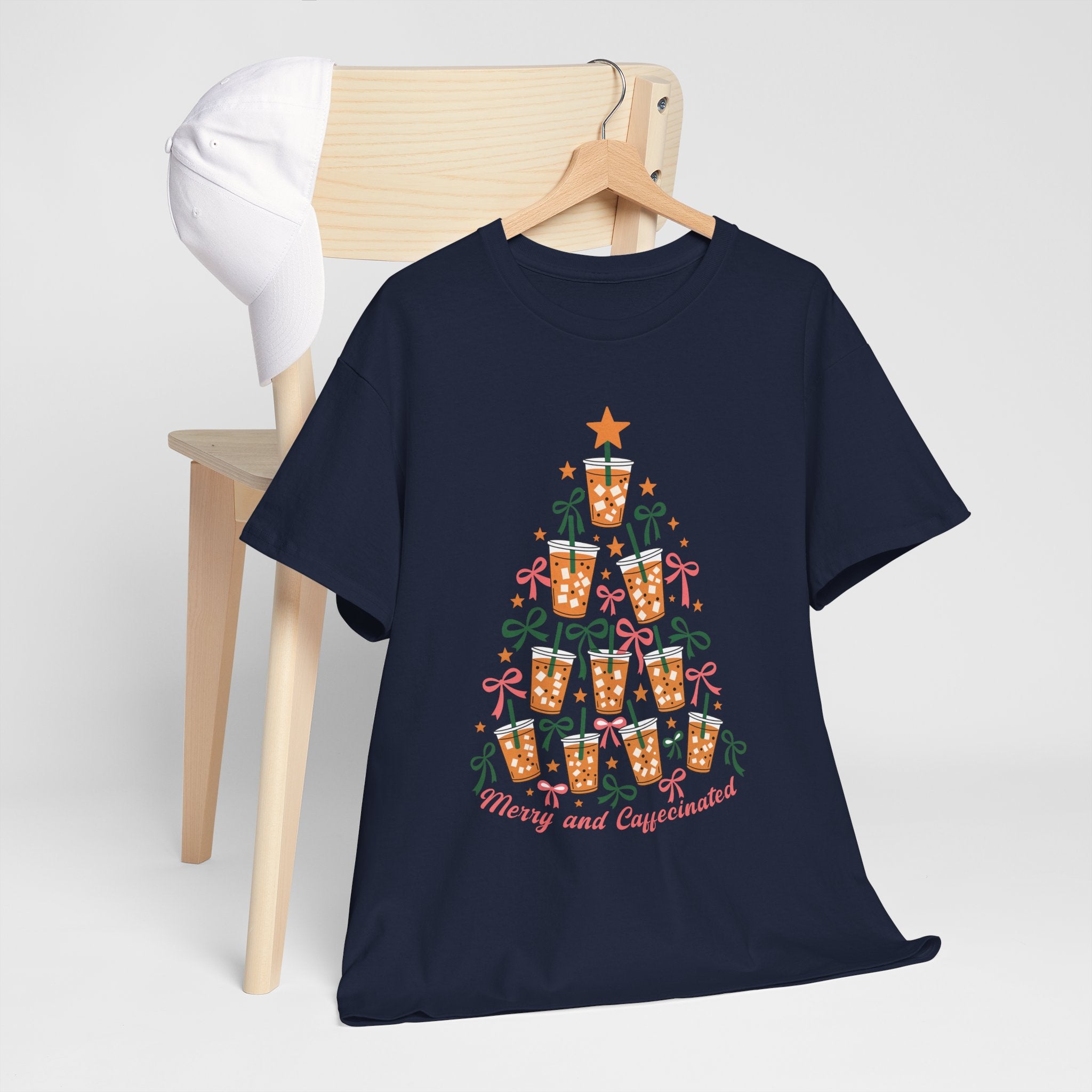 T-Shirt — Merry and Caffeinated Tree Coffee Mug Tee
