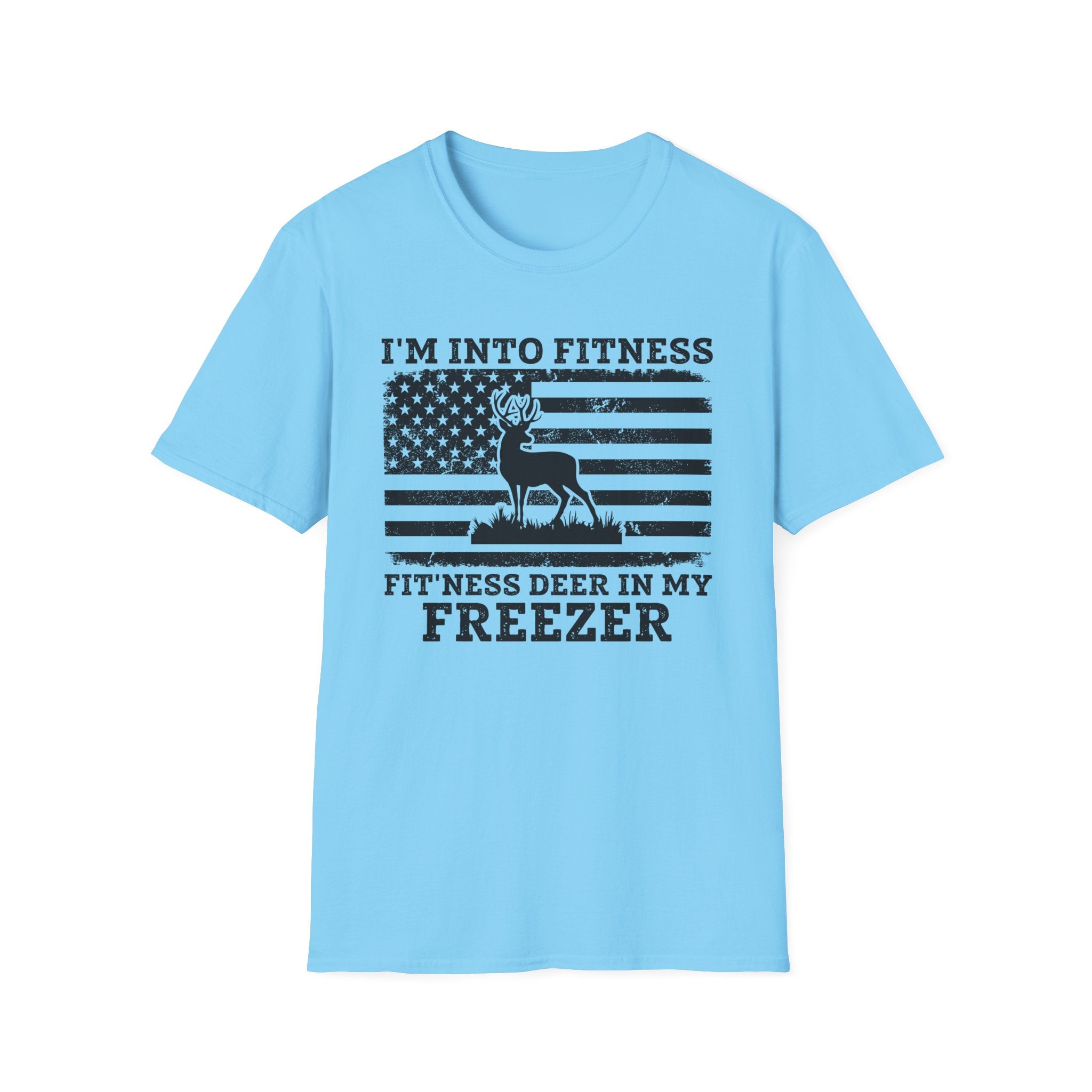 I'm Into Fitness Deer Graphic T-Shirt - Unisex Softstyle Tee for Outdoor Enthusiasts