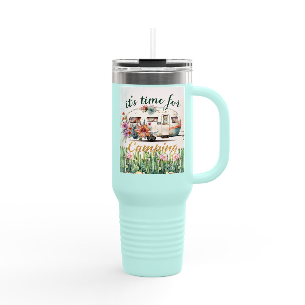 Camping Insulated Travel Mug - 40oz, Perfect for Outdoor Adventures, Hiking, Road Trips, Gifts for Campers, Summer Fun