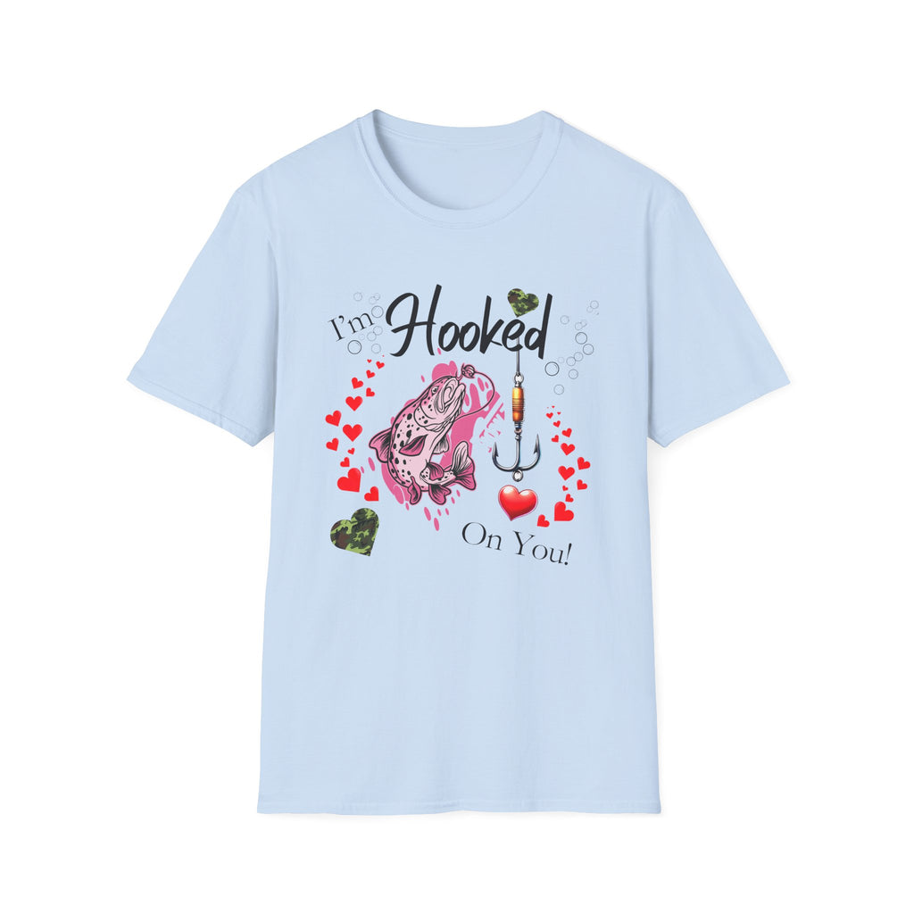 Valentine's Day Fishing T-Shirt - "I'm Hooked On You" Design for Anglers