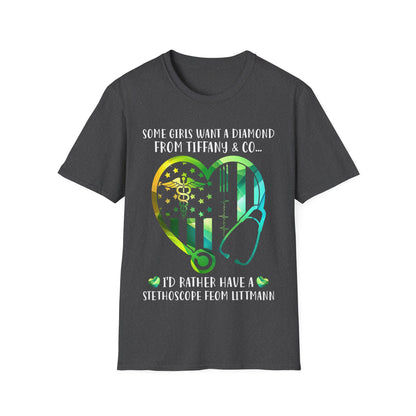 Nursing Heart T-Shirt - "I'd Rather Have a Stethoscope from Littmann" - Perfect Gift for Healthcare Professionals