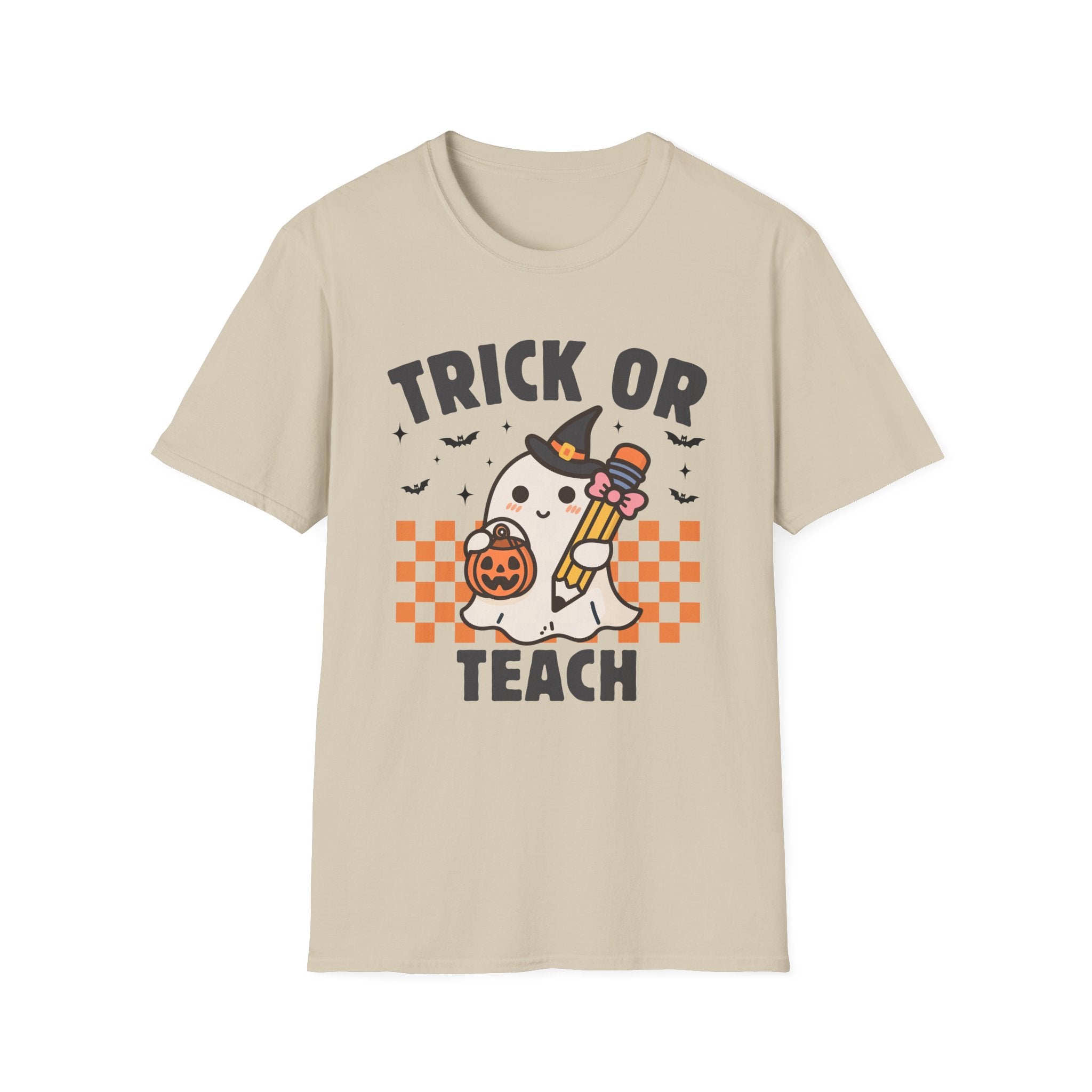 Teacher T-Shirt, Cute Ghost Design, Perfect for Fall, Trick or Teach, Unisex Tee, Gift for Teachers