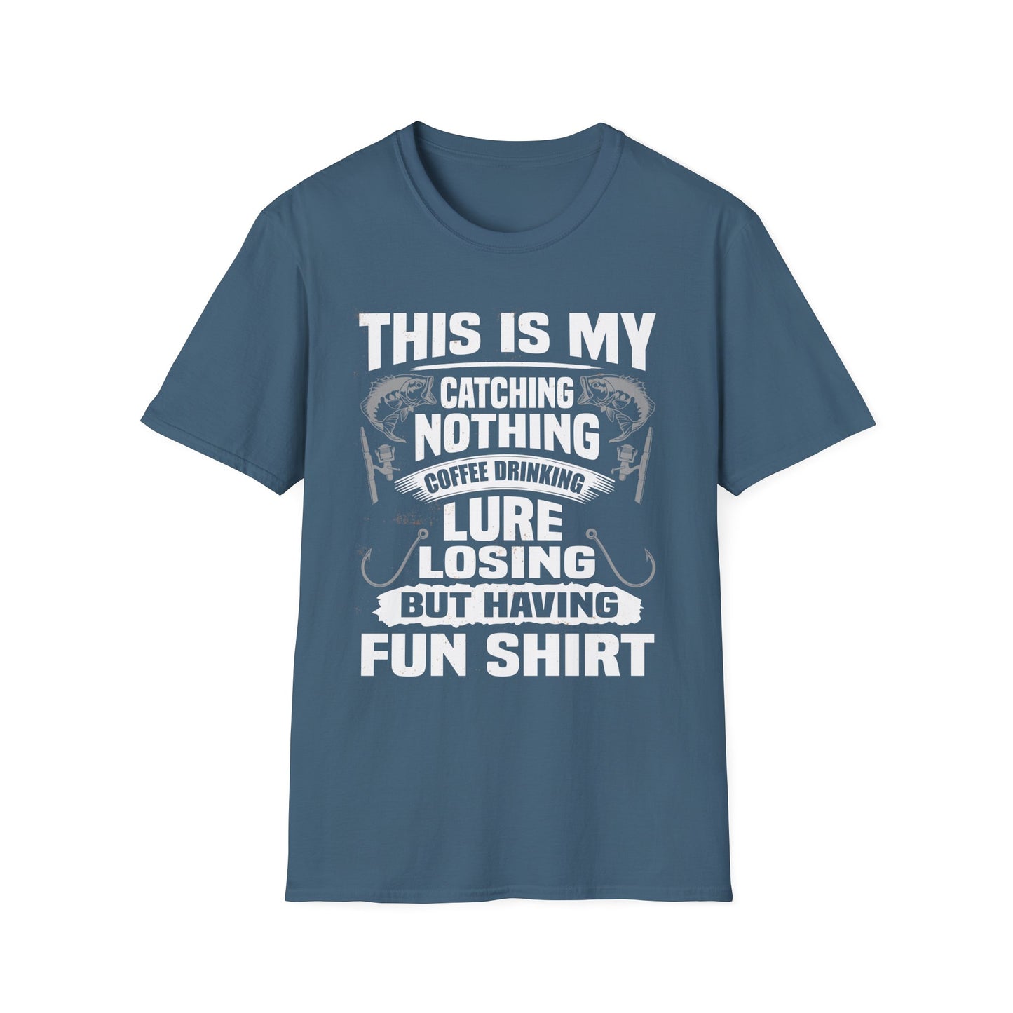 Fishing Humor T-Shirt, Fun Fishing Tee, Gift for Fisherman, Coffee Drinking Shirt, Casual Fishing Apparel, Outdoor Adventure Clothing
