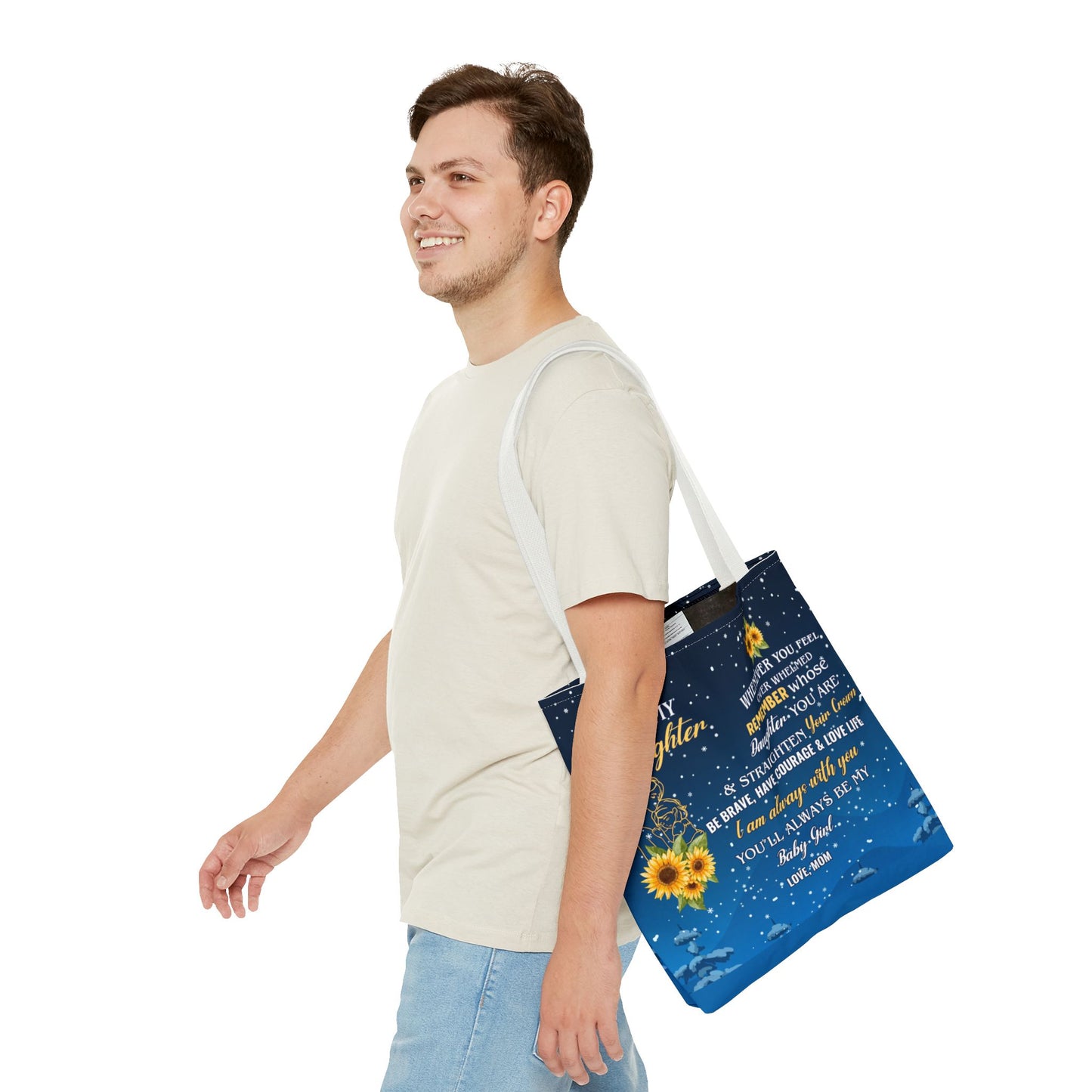 Heartfelt Sunflower Tote Bag for Daughters | Inspirational Gift | Birthday, Graduation, Mother's Day, Everyday Use, Floral Art