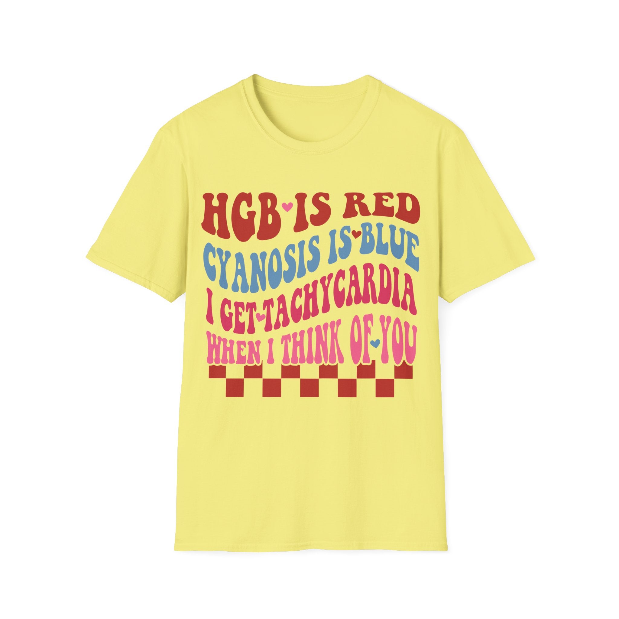 Funny Medical Humor Unisex T-Shirt - "Hgb is Red, Cyanosis is Blue"