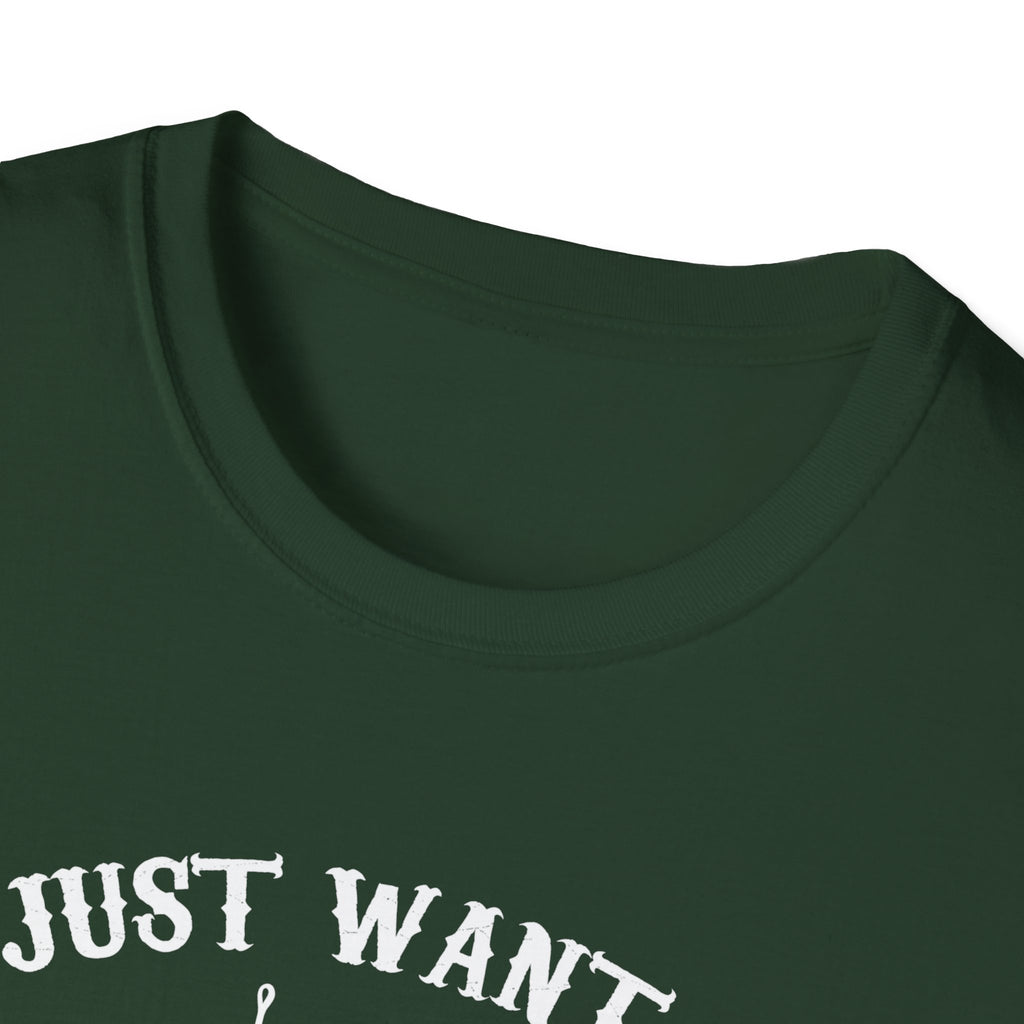 I Just Want to Fish Unisex Softstyle T-Shirt - Funny Fishing Apparel