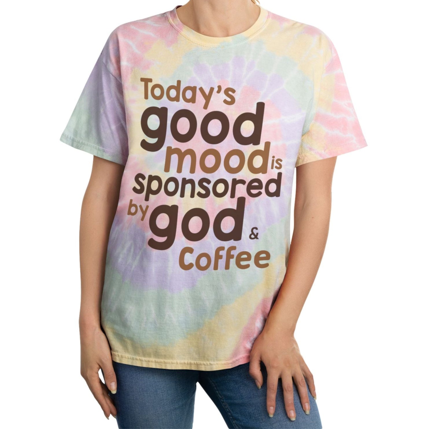 Colorful Tie-Dye Tee - Good Mood Inspired T-Shirt, Summer Vibes, Pastel Spiral Design, Unique Gift, Coffee Lovers Tee