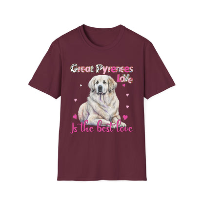 Great Pyrenees Love Unisex T-Shirt - Perfect for Pet Lovers, Dog Parents, Gifts, Casual Wear, and Animal Rescue Support