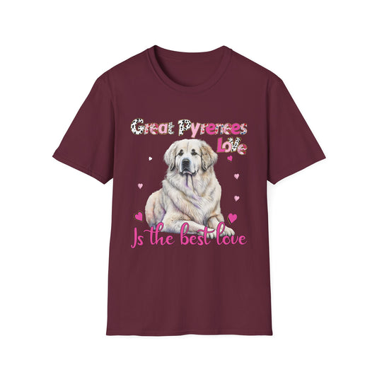 Great Pyrenees Love Unisex T-Shirt - Perfect for Pet Lovers, Dog Parents, Gifts, Casual Wear, and Animal Rescue Support