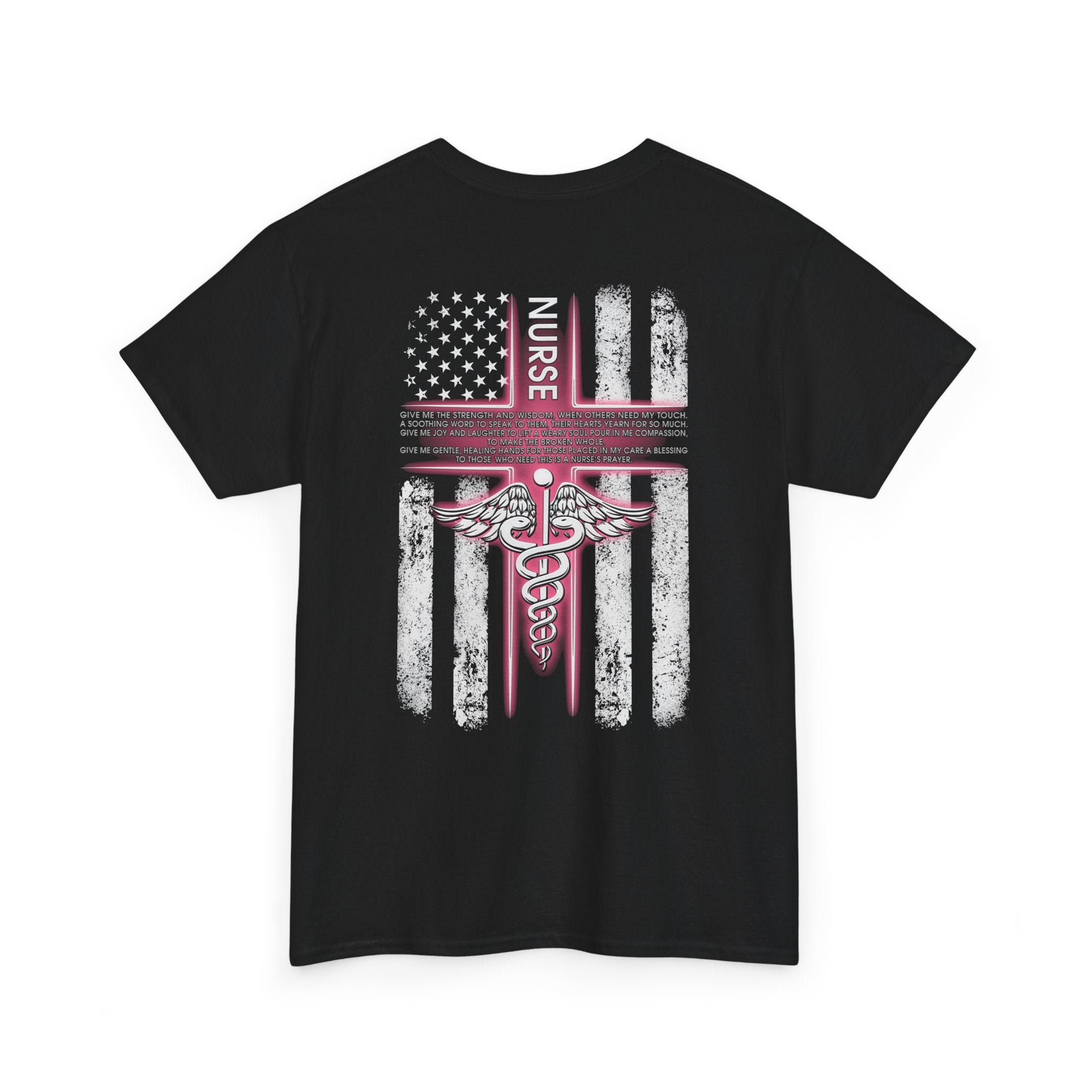 Nurse Caduceus Pink American Flag T-Shirt