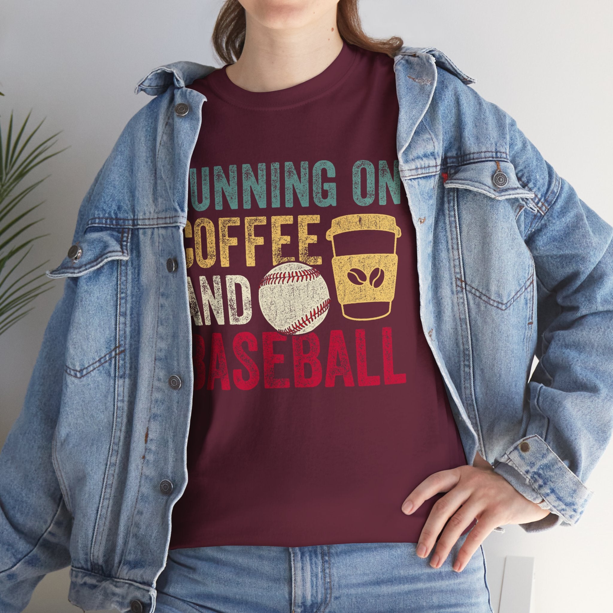 Running on Coffee and Baseball Tee — Vintage Baseball Fan T-Shirt