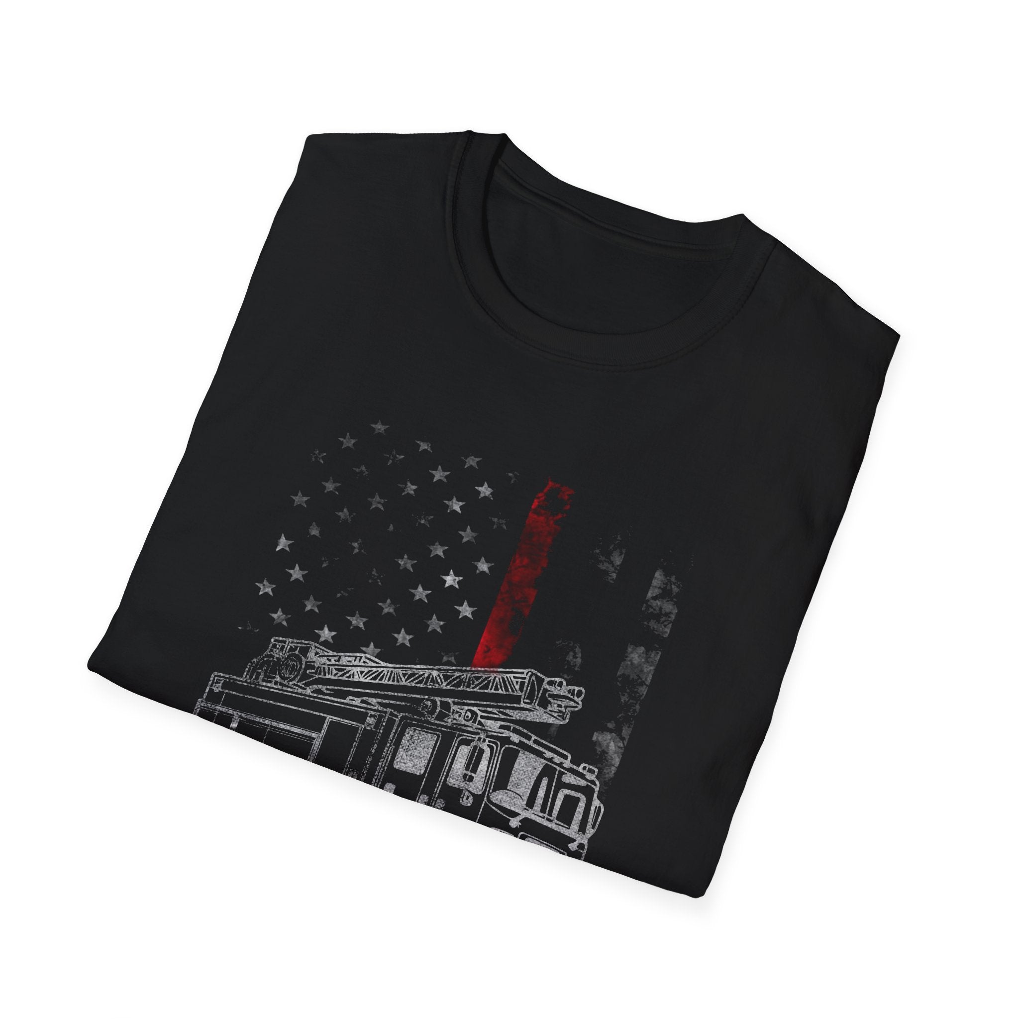 Patriotic Firefighter Graphic T-Shirt | Unisex Softstyle Tee for Heroes,,,..