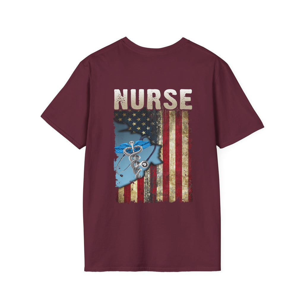 Patriotic Nurse Unisex Softstyle T-Shirt - Perfect Gift for Healthcare Heroes