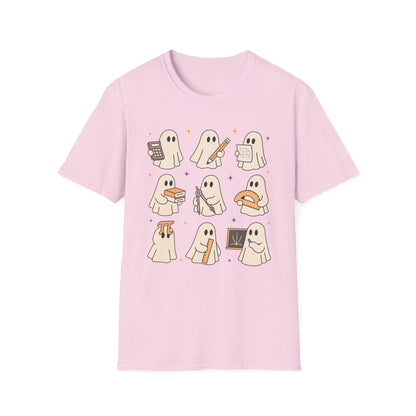 Teacher T-Shirt, Cute Ghost Design, Perfect for Fall, Trick or Teach, Unisex Tee, Gift for Teachers