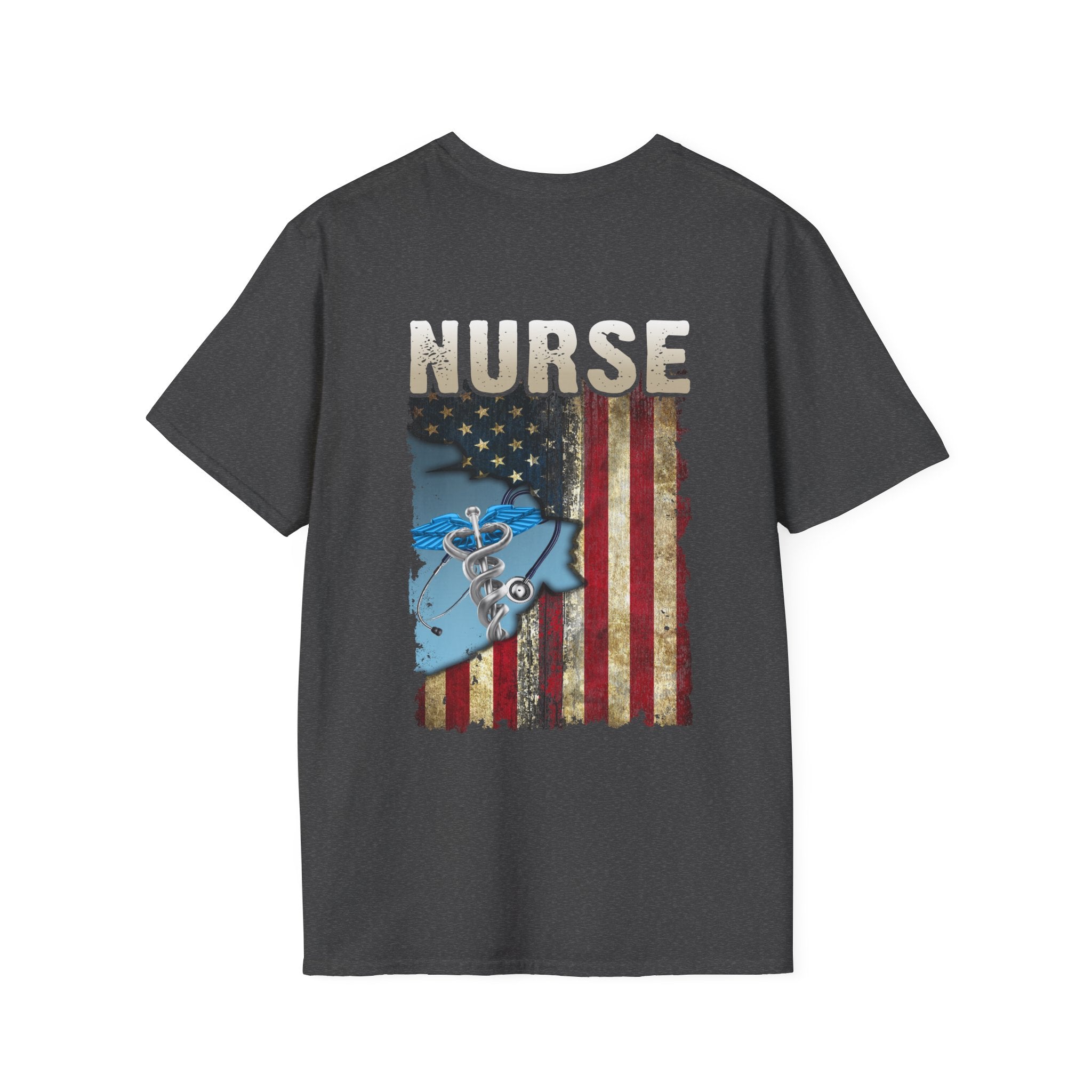 Patriotic Nurse Unisex Softstyle T-Shirt - Perfect Gift for Healthcare Heroes