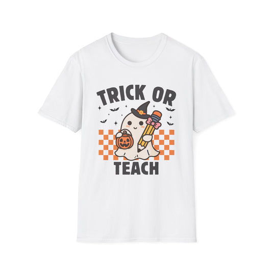 Teacher T-Shirt, Cute Ghost Design, Perfect for Fall, Trick or Teach, Unisex Tee, Gift for Teachers
