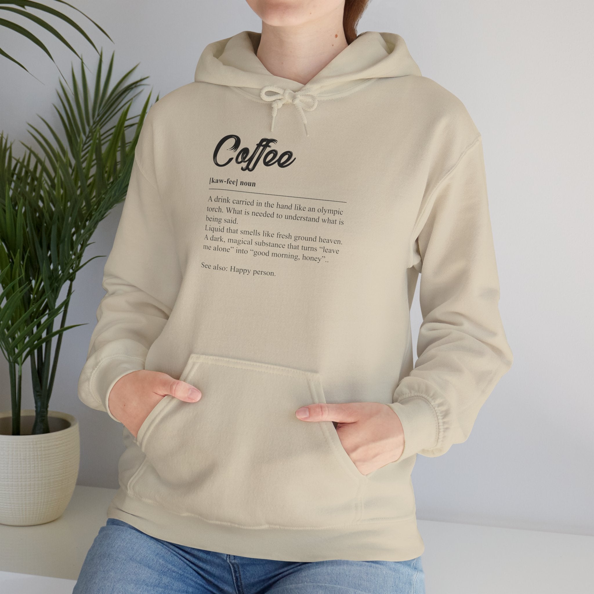 Coffee Definition Hoodie — Minimal Script Coffee Lover Pullover