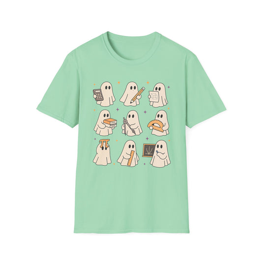 Teacher T-Shirt, Cute Ghost Design, Perfect for Fall, Trick or Teach, Unisex Tee, Gift for Teachers