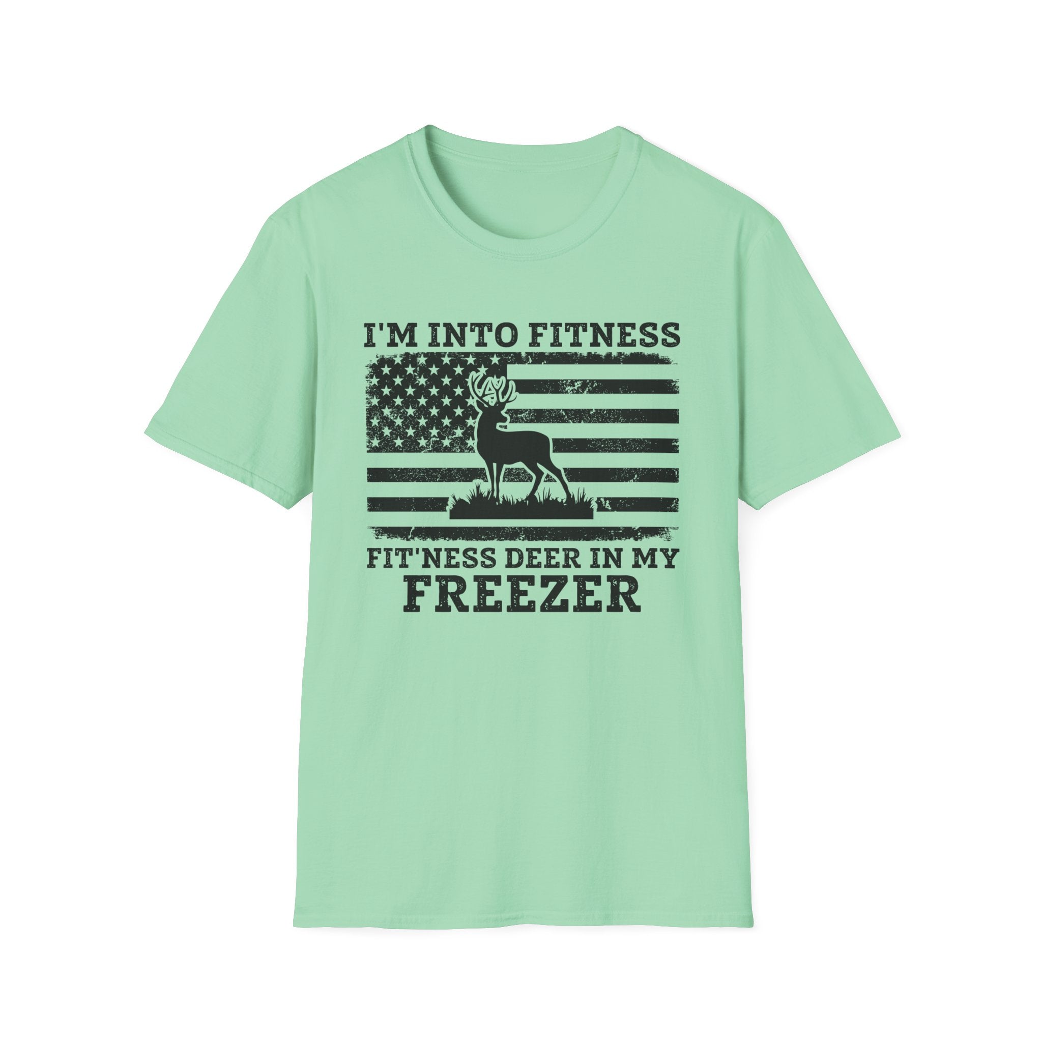 I'm Into Fitness Deer Graphic T-Shirt - Unisex Softstyle Tee for Outdoor Enthusiasts