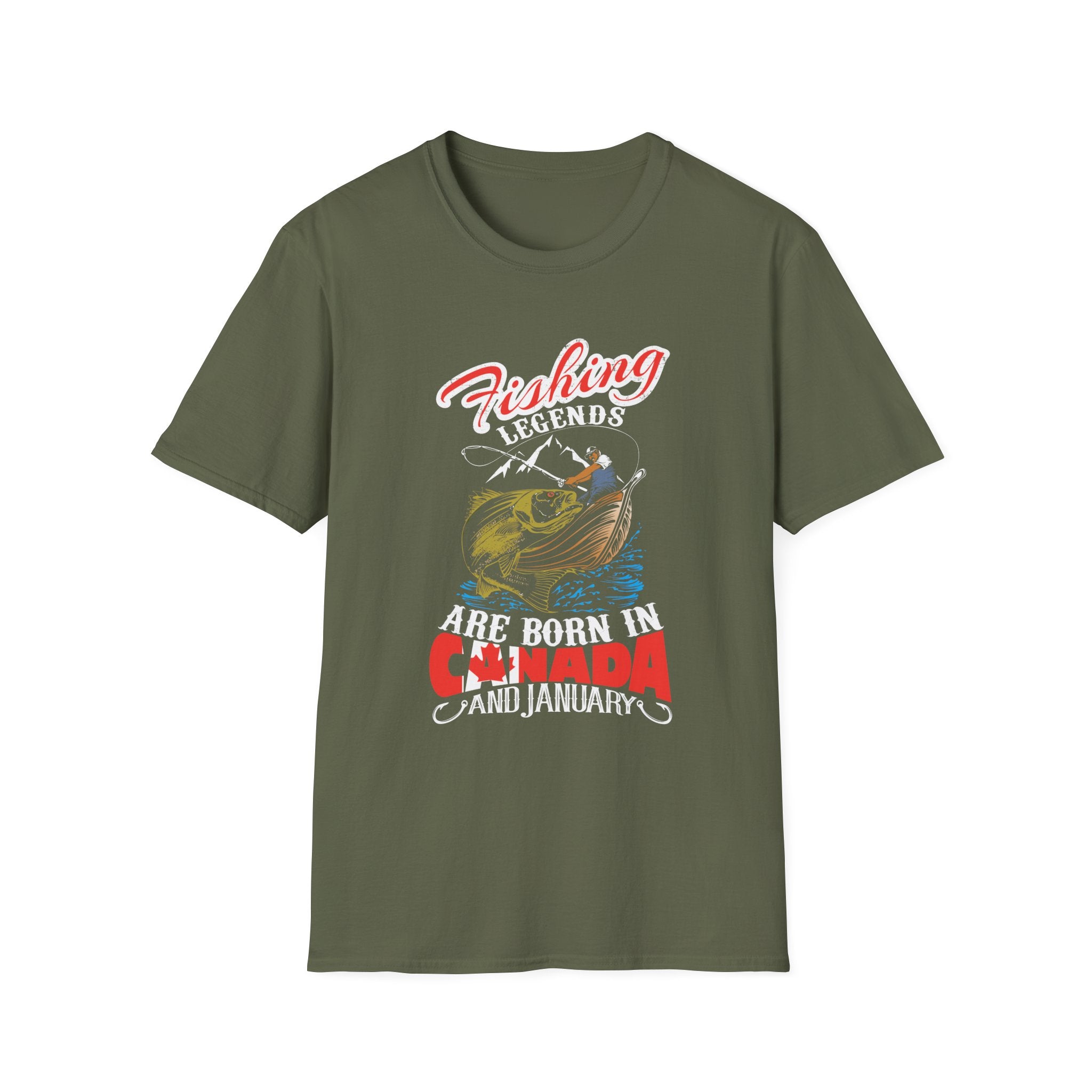 Fishing Legends Unisex Softstyle T-Shirt - Born in Canada (January)