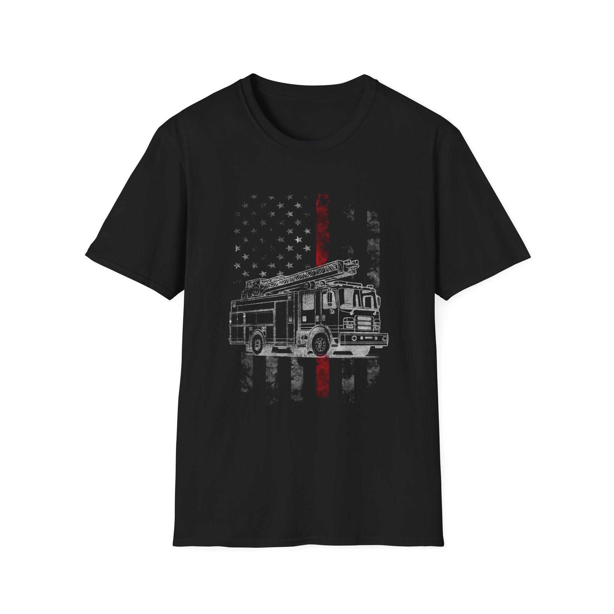 Patriotic Firefighter Graphic T-Shirt | Unisex Softstyle Tee for Heroes