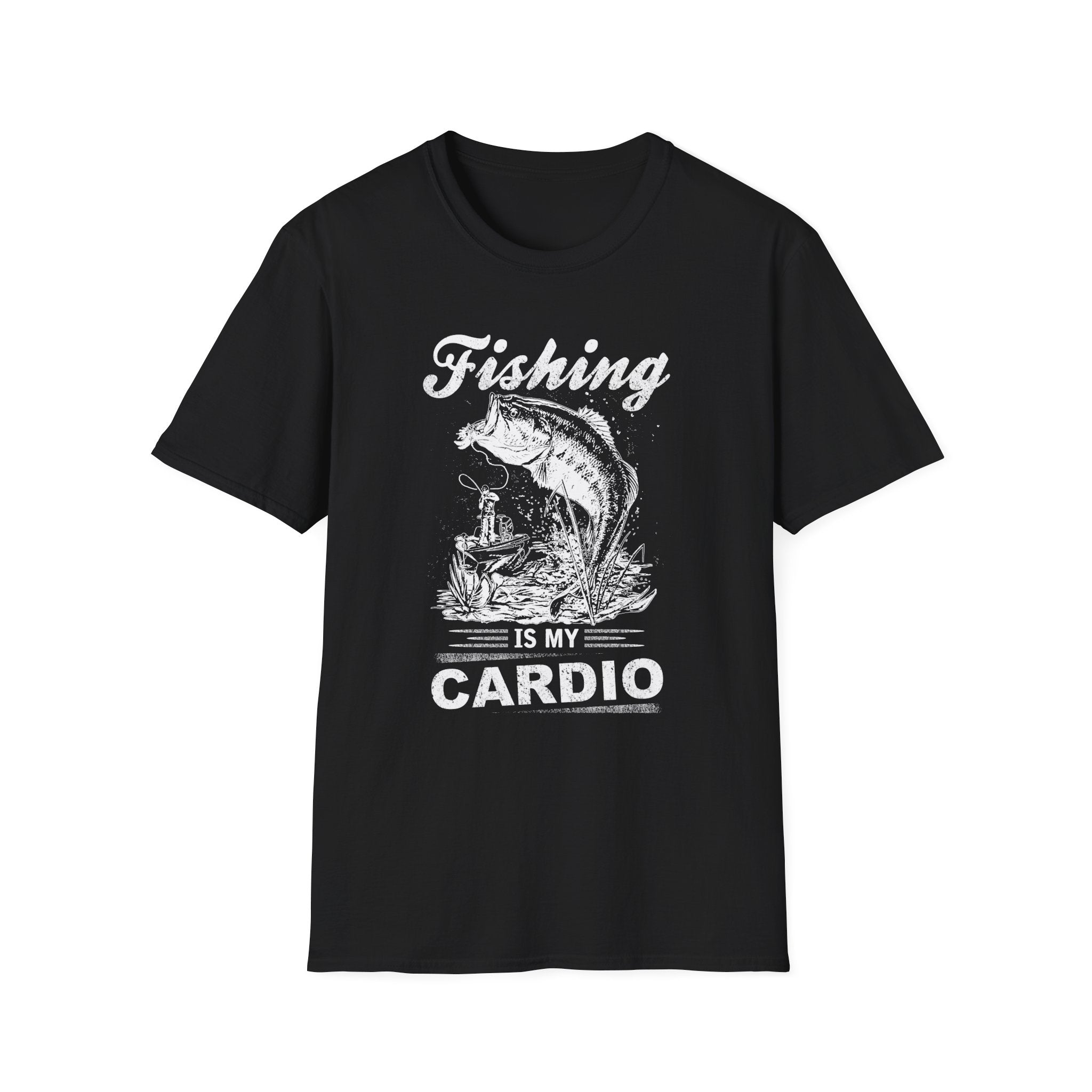 Fishing Is My Cardio Unisex Softstyle T-Shirt - Perfect for Anglers