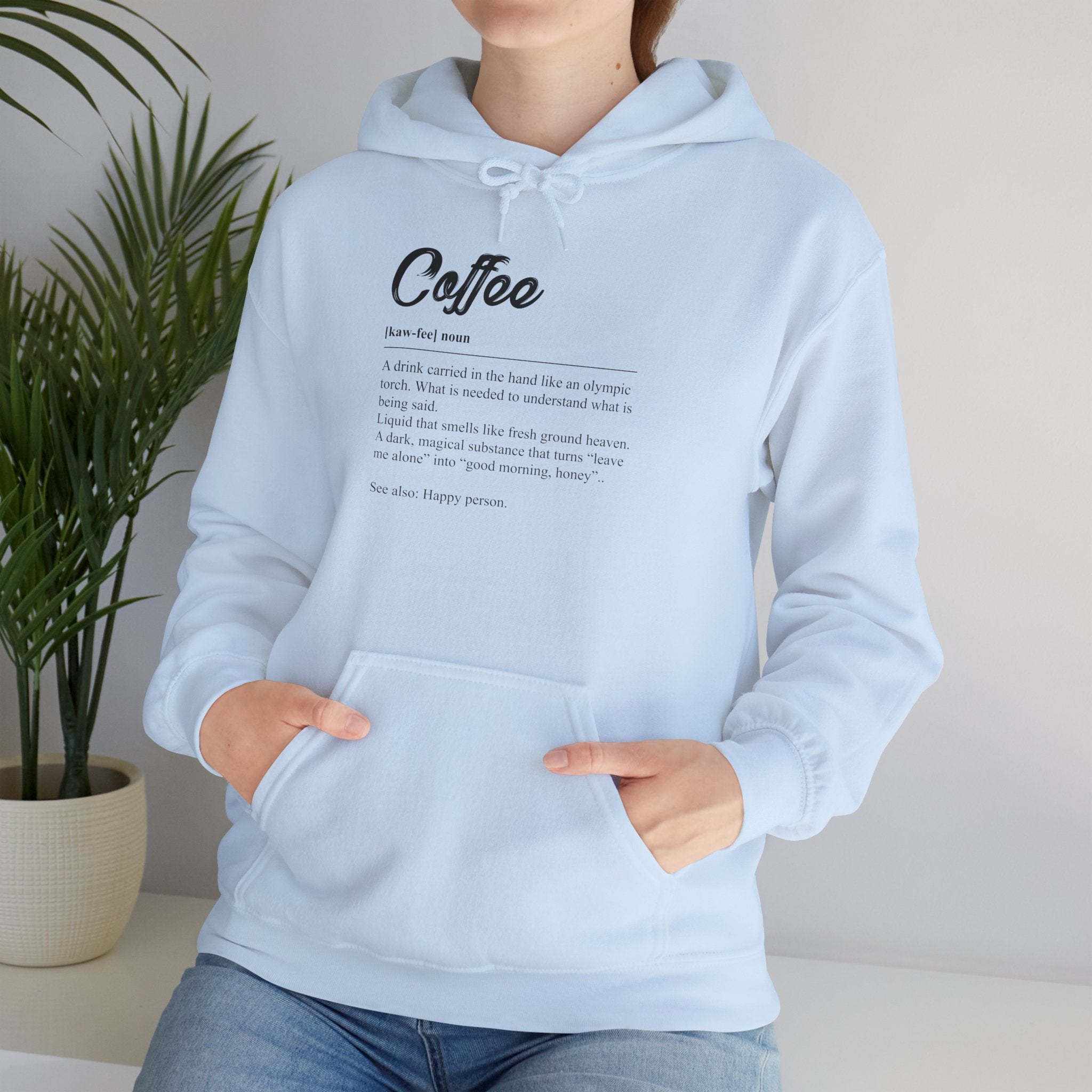 Coffee Definition Hoodie — Minimal Script Coffee Lover Pullover