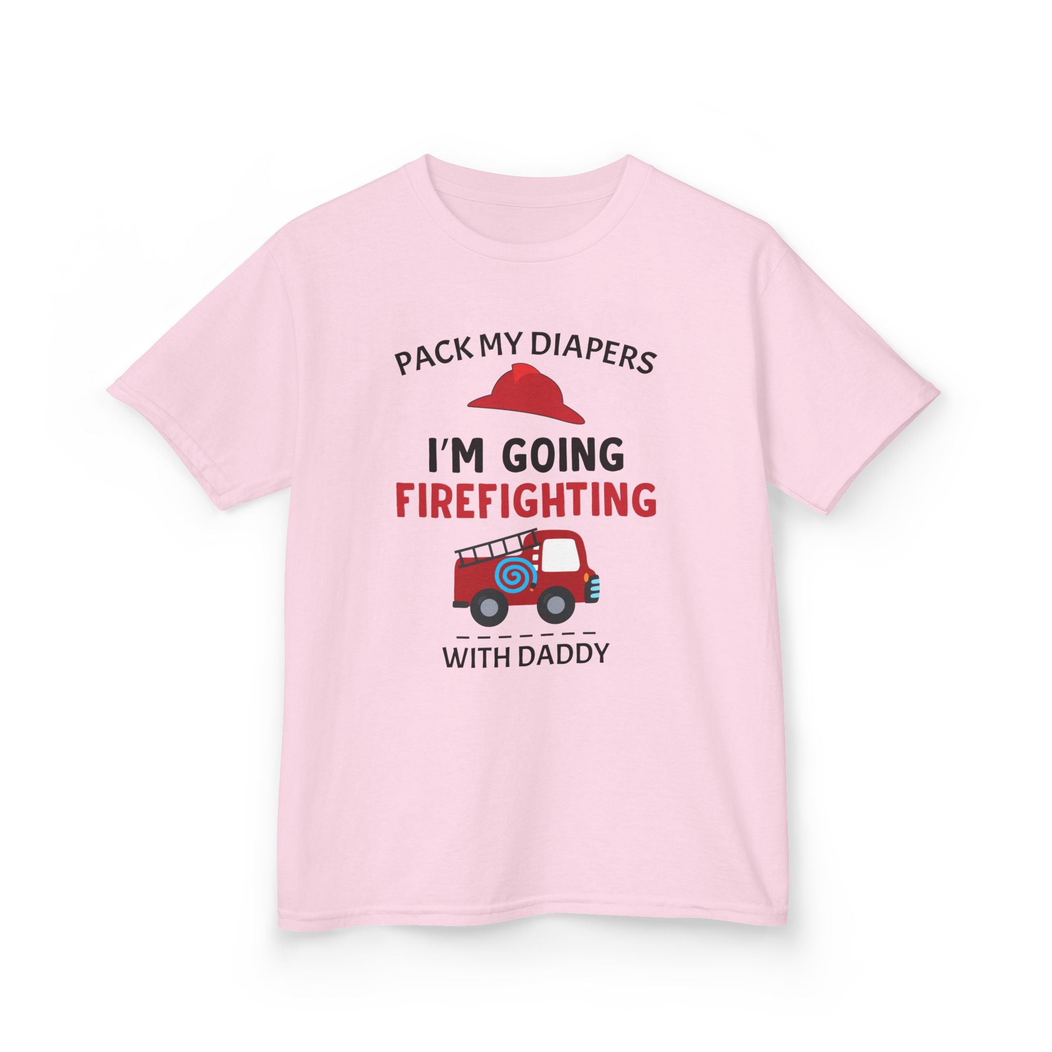 Firefighter Kids Tee - "Pack My Diapers, I'm Going Firefighting with Daddy"