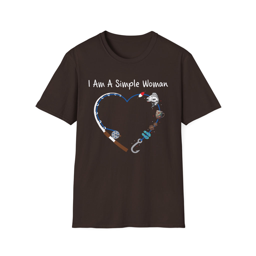 I Am A Simple Woman Fishing T-Shirt - Unisex Softstyle Tee for Casual Wear