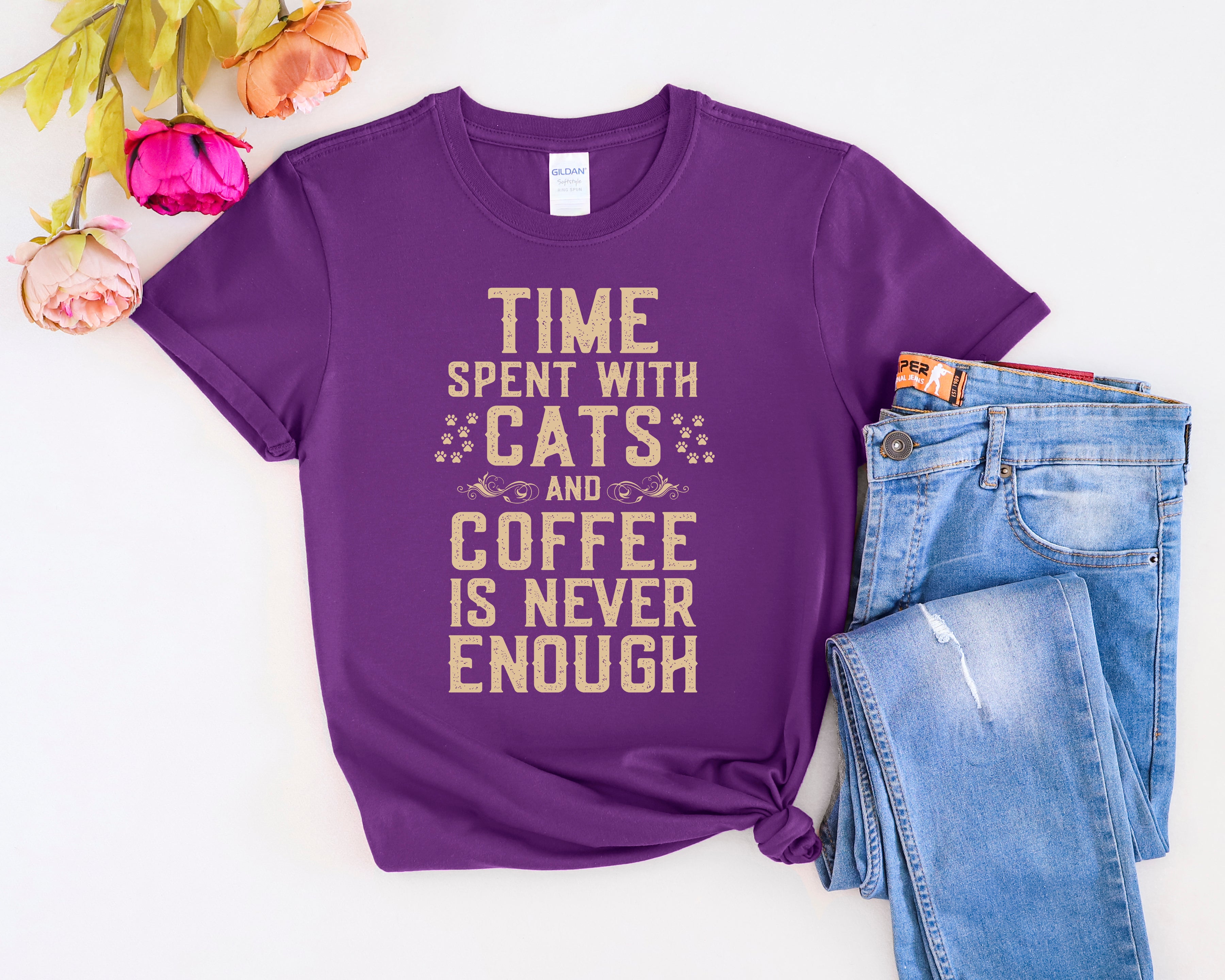 Time Spent with Cats and Coffee Is Never Enough T-Shirt