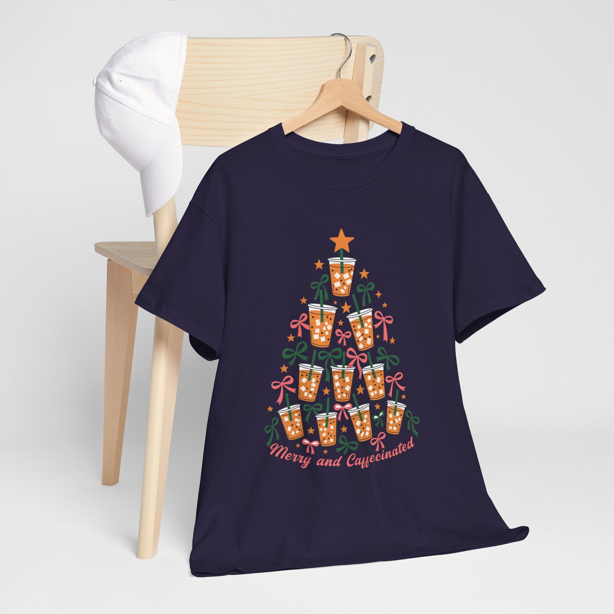 T-Shirt — Merry and Caffeinated Tree Coffee Mug Tee