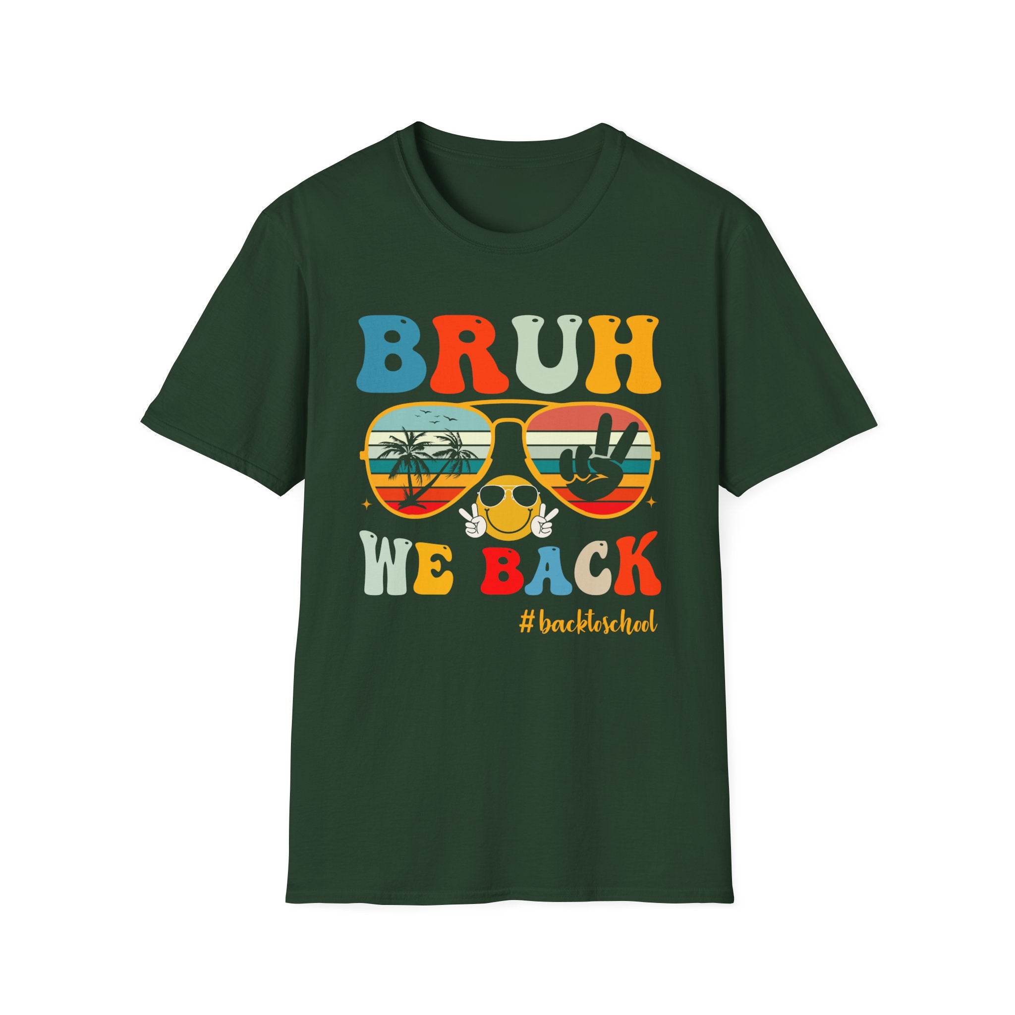 Retro Fun T-Shirt: 'Bruh We Back' Graphic Tee for Summer Vibes, Perfect for Casual Days, Festivals, or Gift Ideas