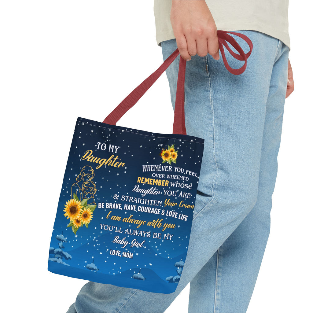 Heartfelt Sunflower Tote Bag for Daughters | Inspirational Gift | Birthday, Graduation, Mother's Day, Everyday Use, Floral Art