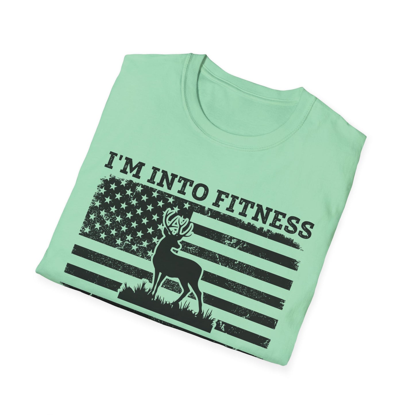 I'm Into Fitness Deer Graphic T-Shirt - Unisex Softstyle Tee for Outdoor Enthusiasts