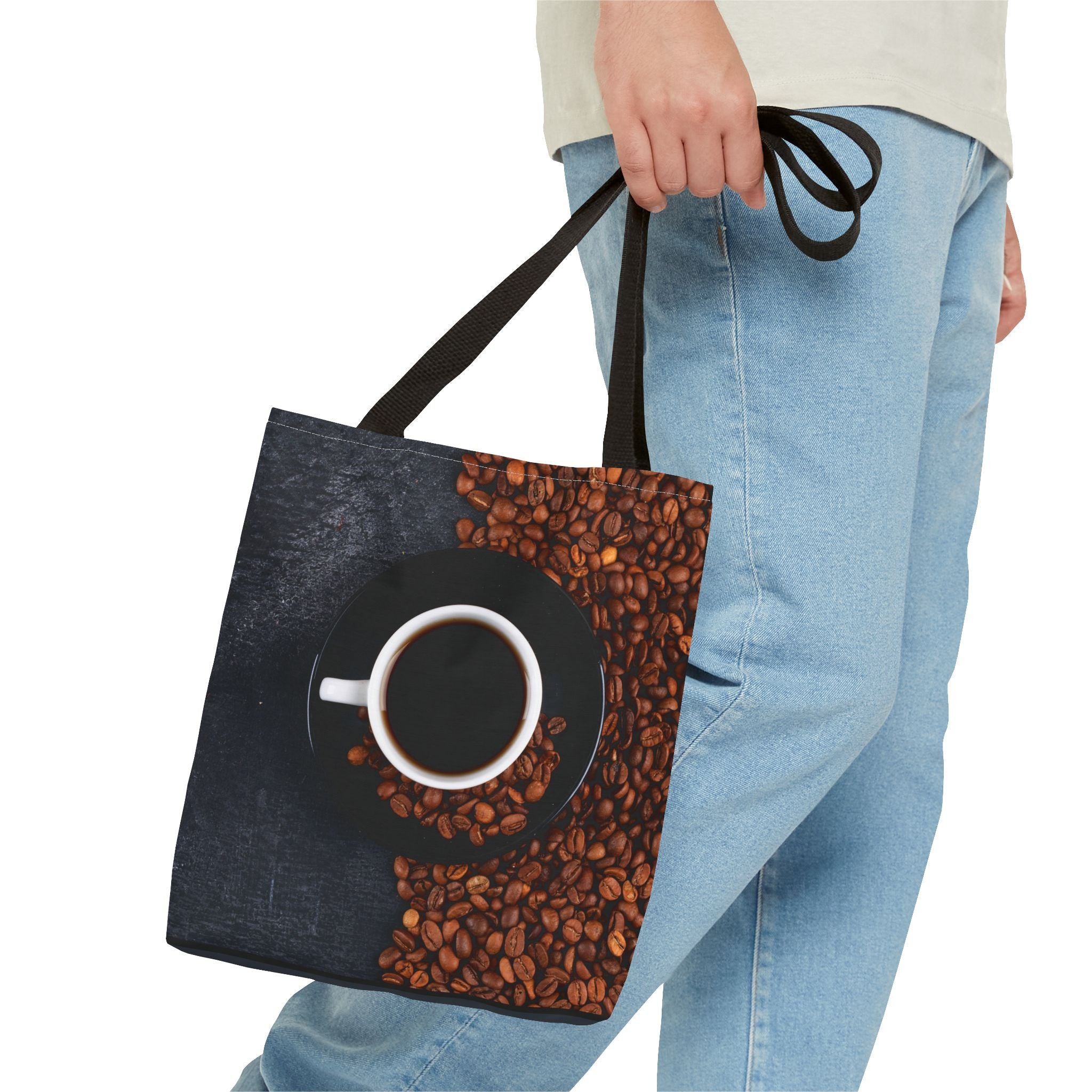 Coffee Lovers Tote Bag, AOP Drink Design, Perfect for Everyday Use, Gift for Baristas, Sustainable Fashion Accessory, Casual Day Bag