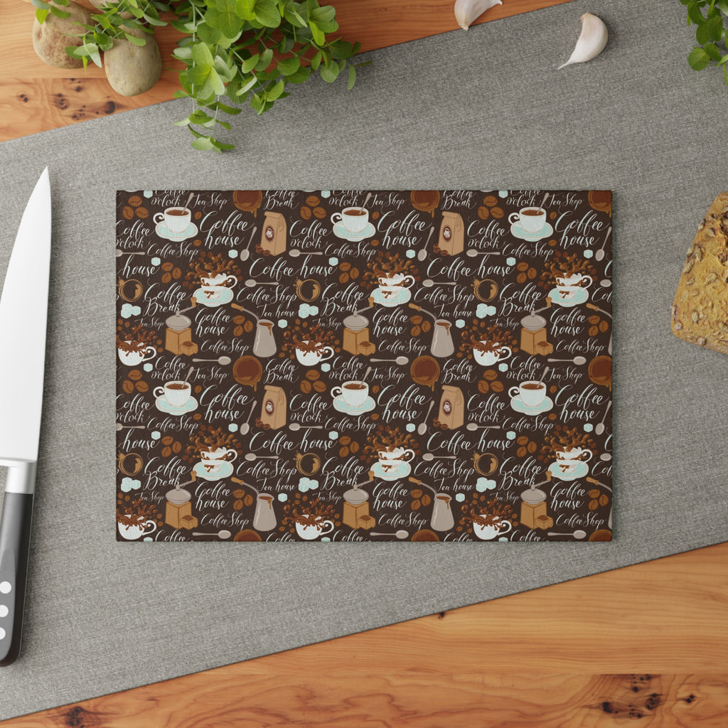 Coffee Lover's Glass Cutting Board | Kitchen Decor, Unique Gift, Home Cooking, Coffee-Themed Kitchenware, Modern Cooking Accessory