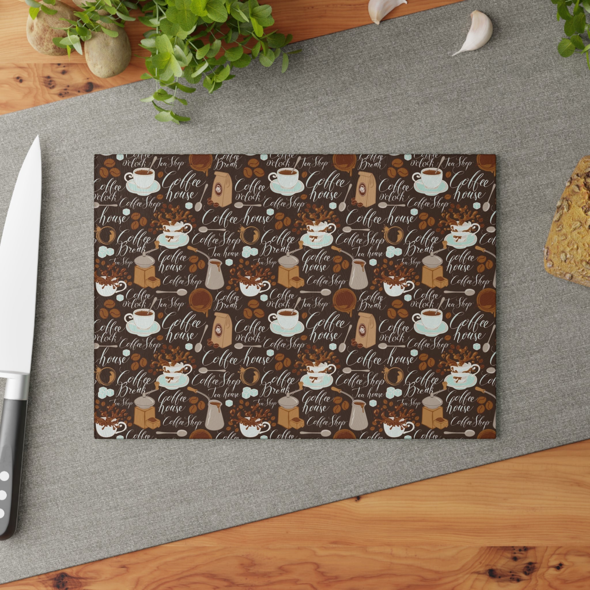Coffee Lover's Glass Cutting Board | Kitchen Decor, Unique Gift, Home Cooking, Coffee-Themed Kitchenware, Modern Cooking Accessory